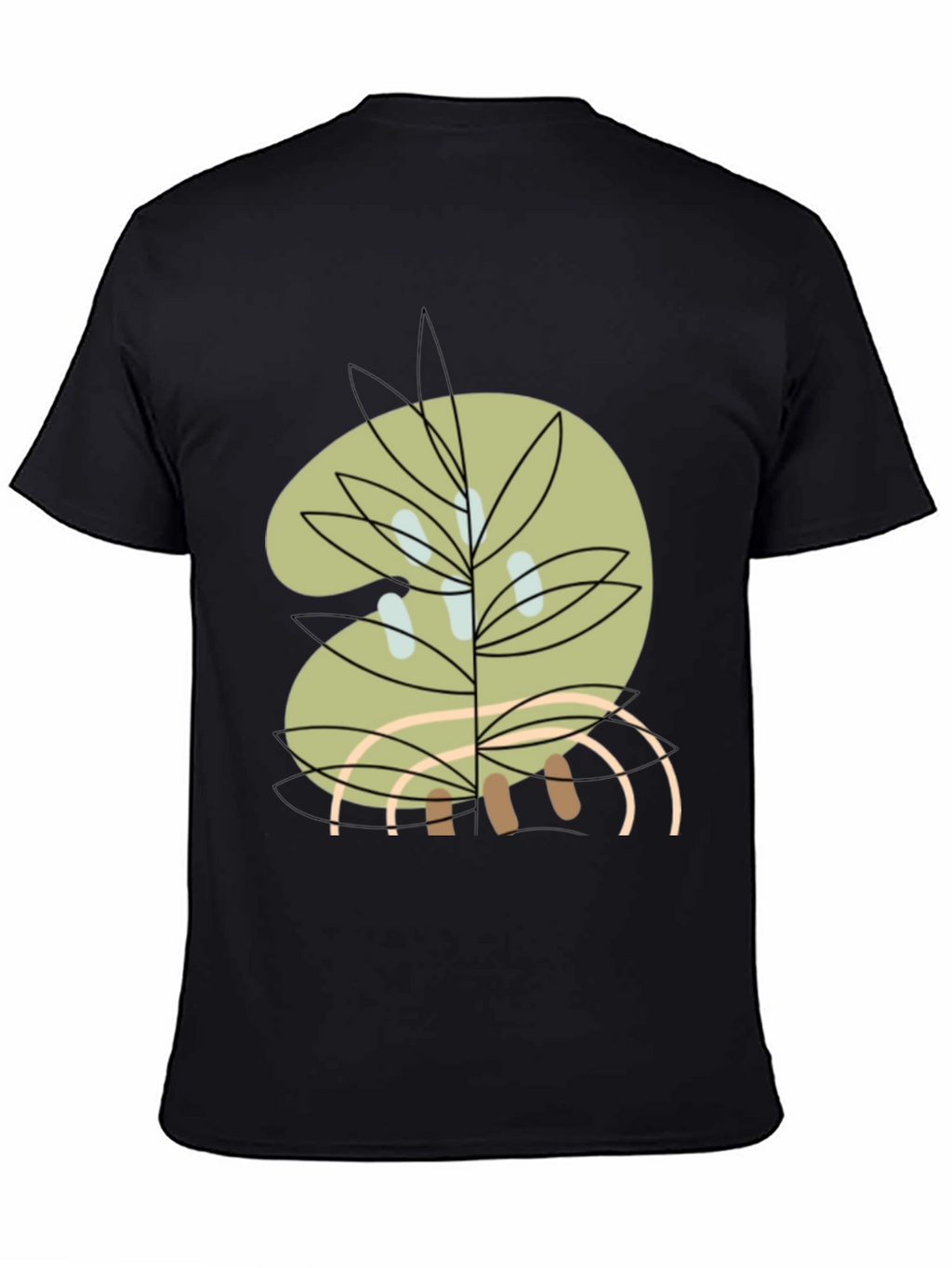 Abstract Botanical Graphic Tee - Black