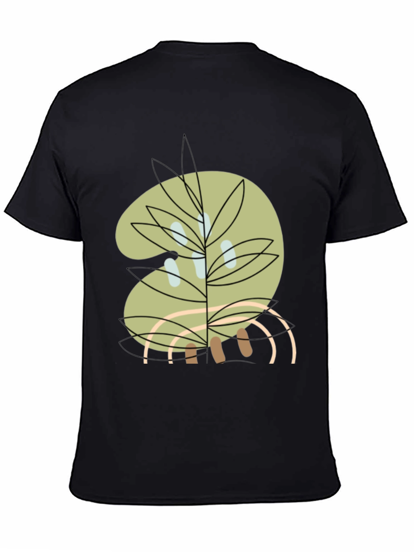 Abstract Botanical Graphic Tee - Black