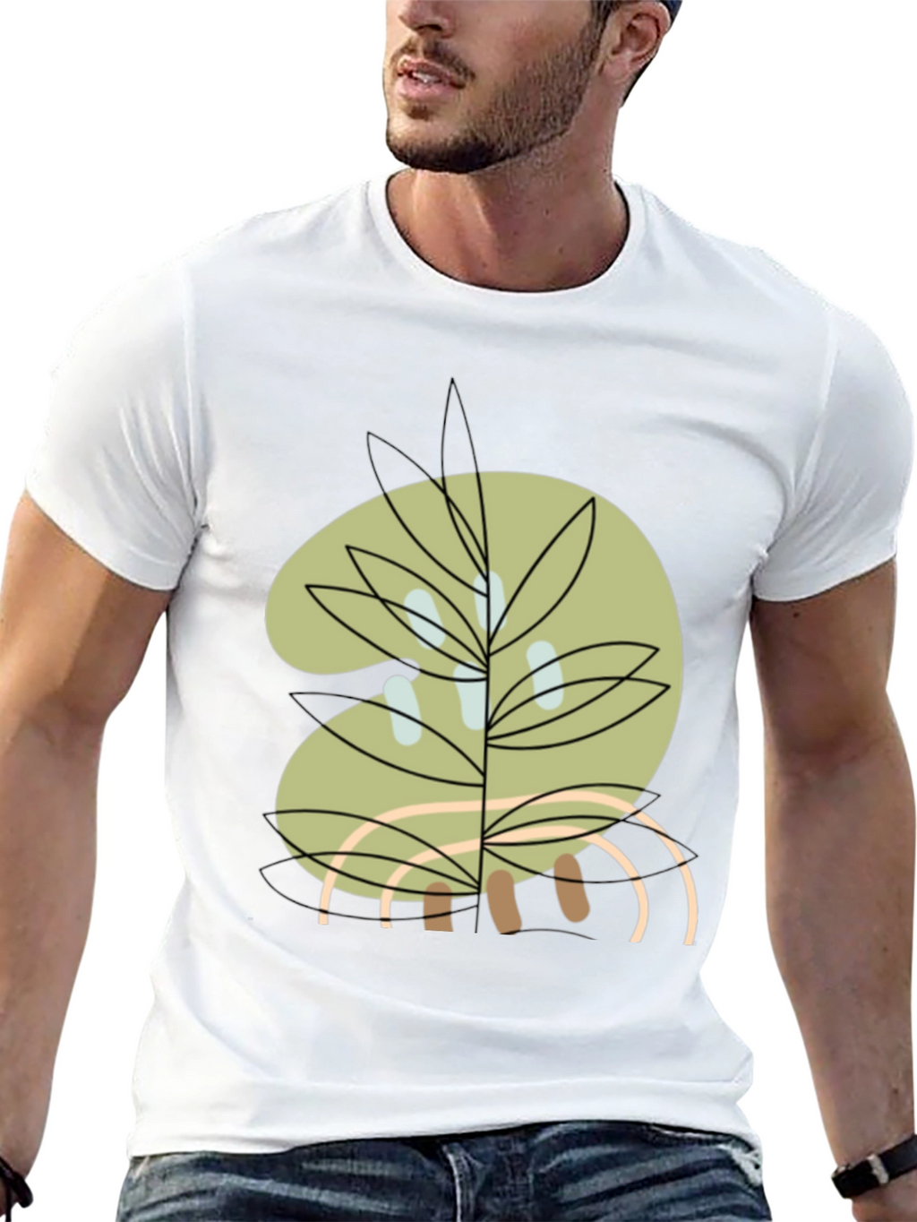 Abstract Botanical Graphic Tee - Black