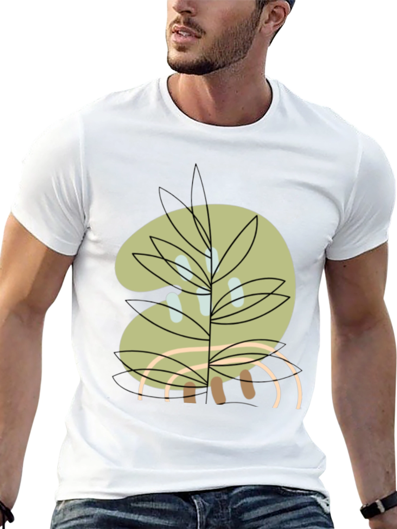 Abstract Botanical Graphic Tee - Black