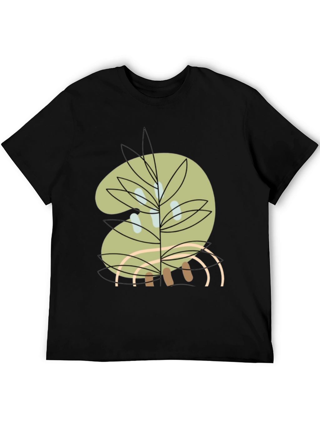 Abstract Botanical Graphic Tee - Black