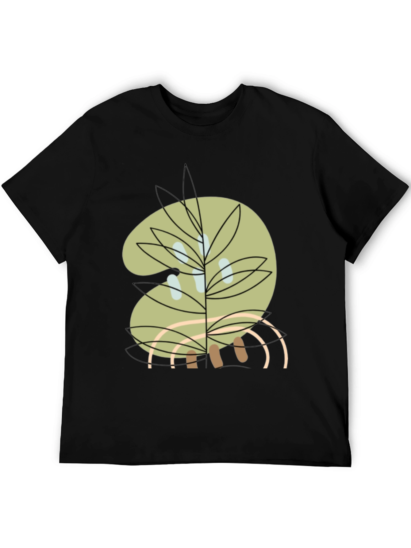 Abstract Botanical Graphic Tee - Black