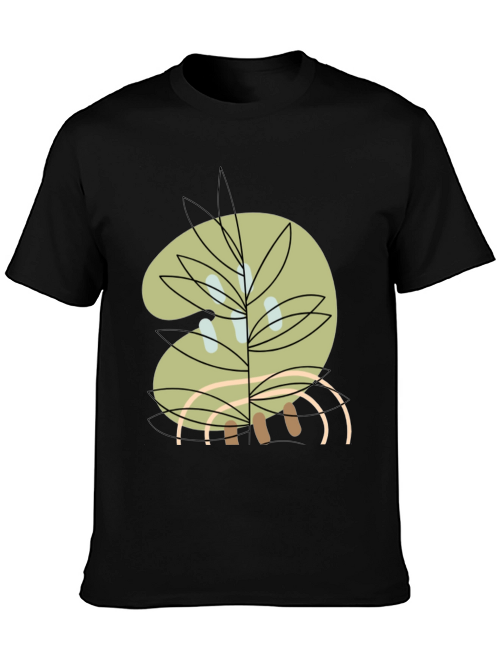 Abstract Botanical Graphic Tee - Black