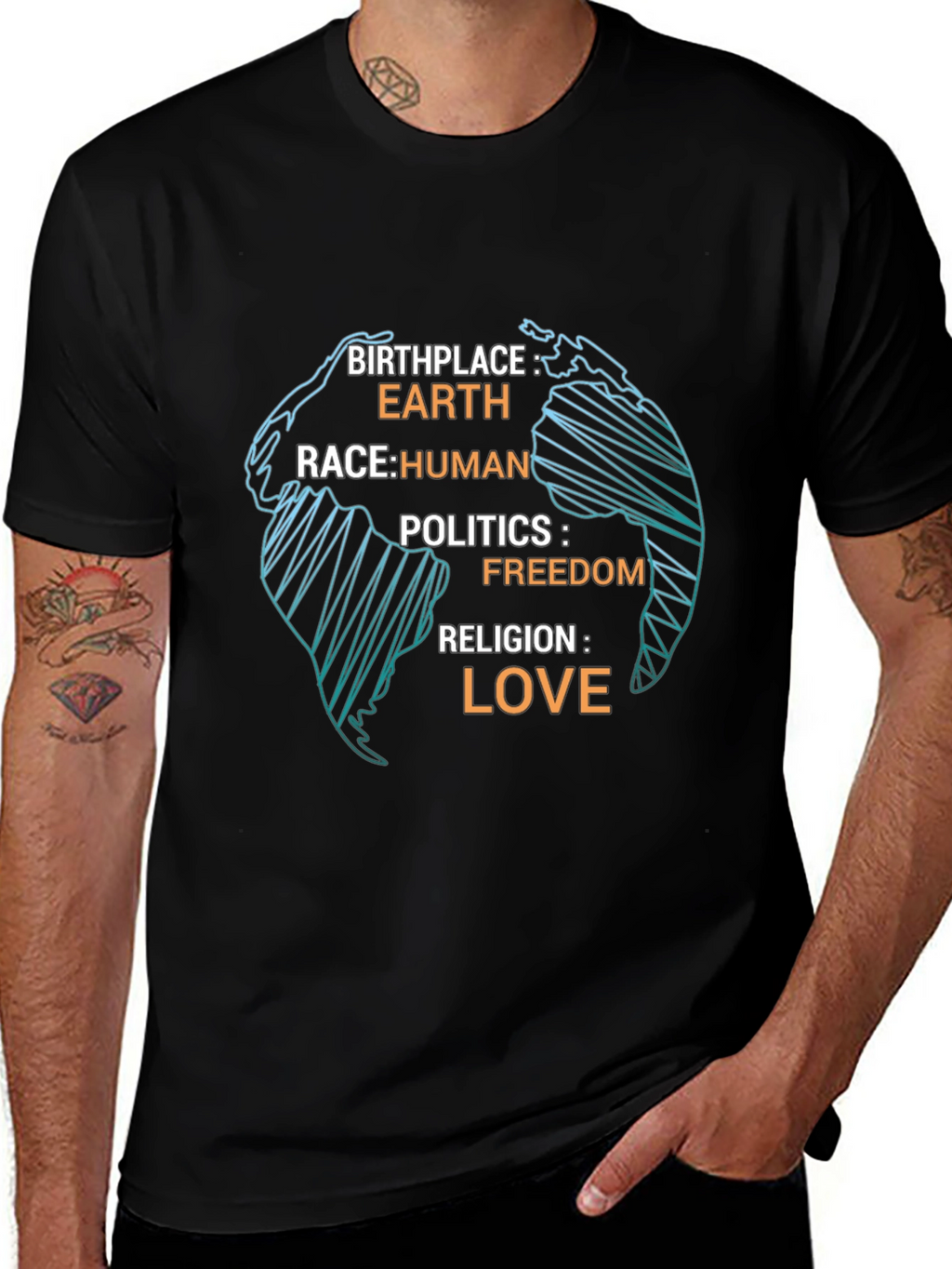 Earth Human Freedom Love Graphic T-Shirt