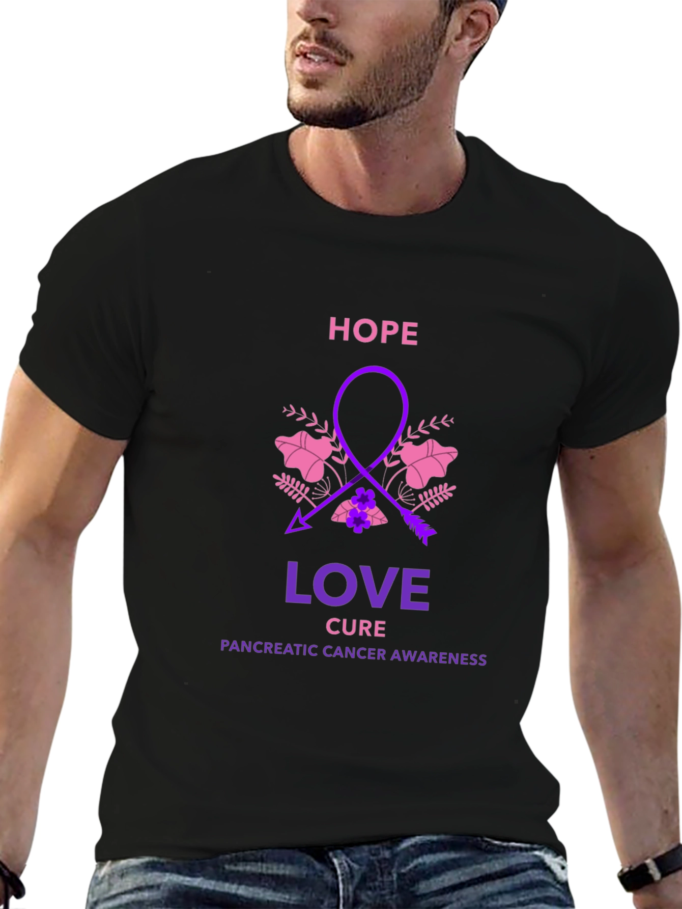 Hope Love Cure Pancreatic Cancer Awareness T-Shirt