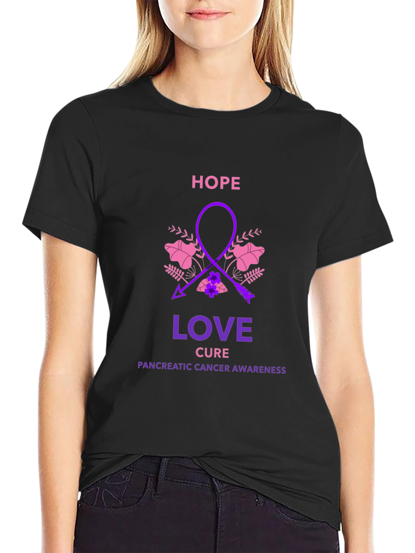 Hope Love Cure Pancreatic Cancer Awareness T-Shirt