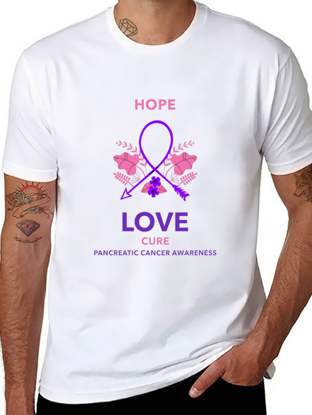 Hope Love Cure Pancreatic Cancer Awareness T-Shirt