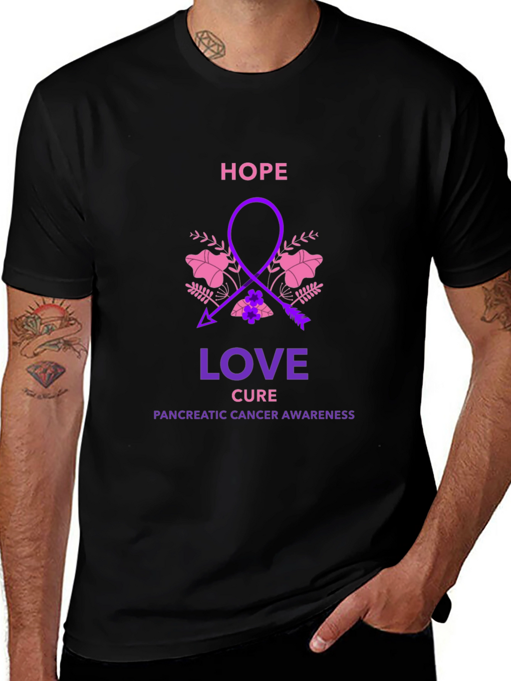 Hope Love Cure Pancreatic Cancer Awareness T-Shirt