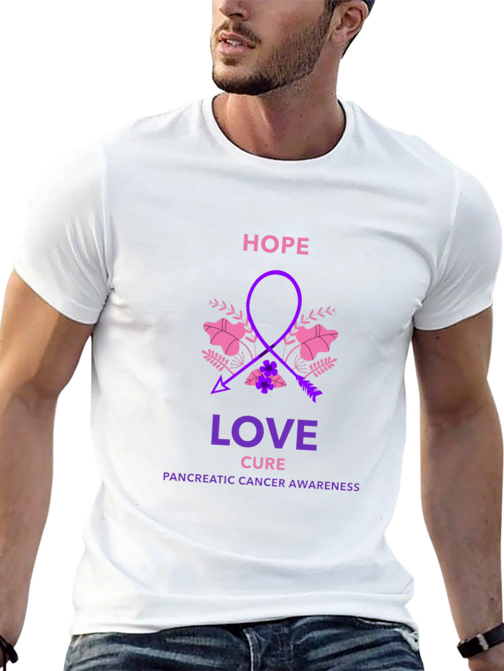 Hope Love Cure Pancreatic Cancer Awareness T-Shirt