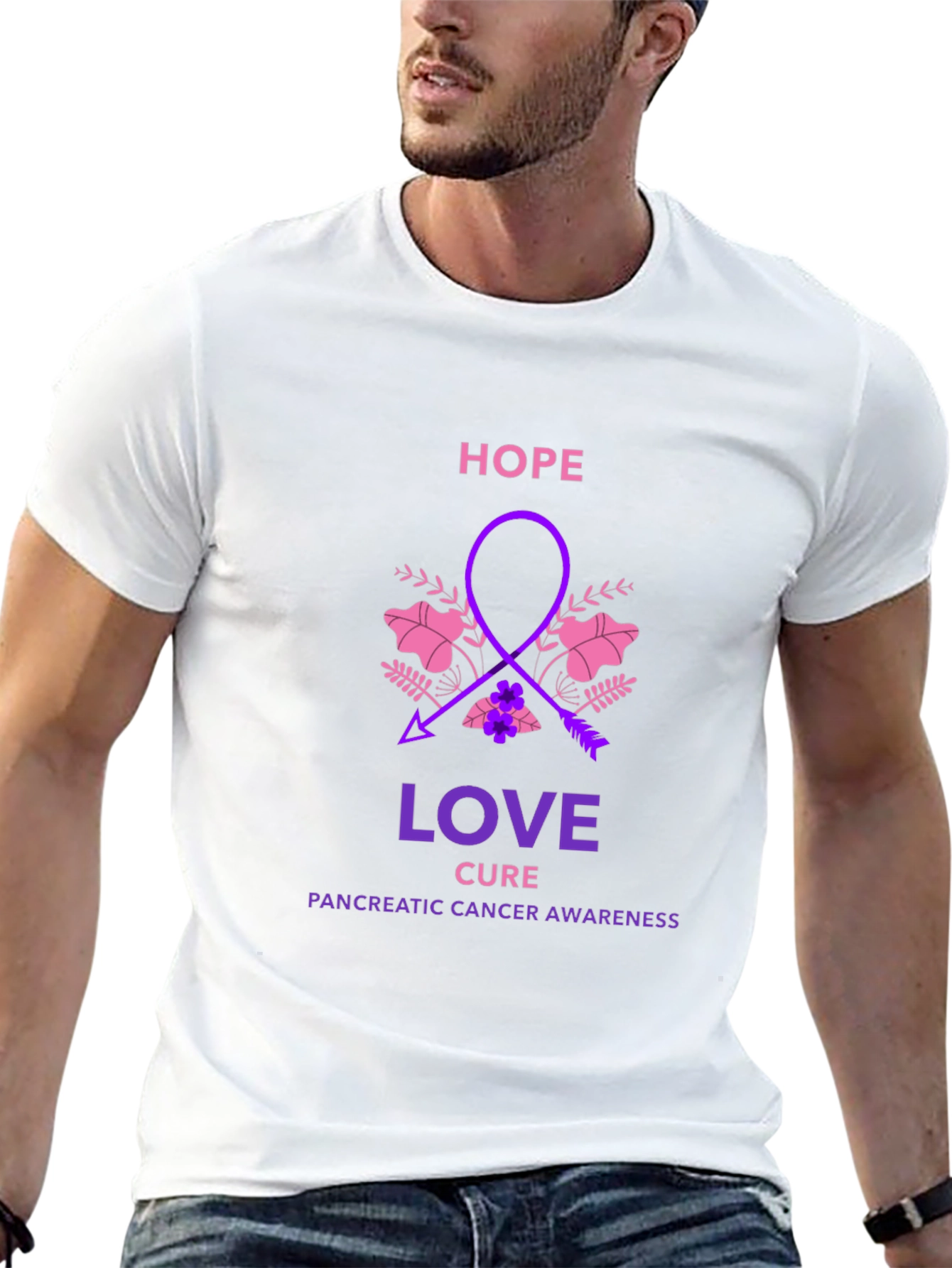 Hope Love Cure Pancreatic Cancer Awareness T-Shirt
