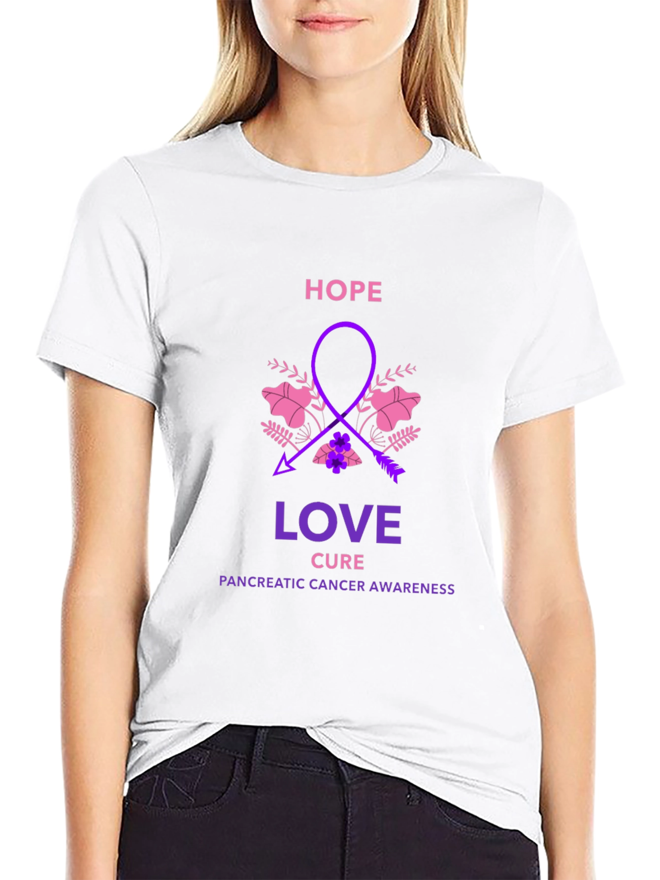 Hope Love Cure Pancreatic Cancer Awareness T-Shirt