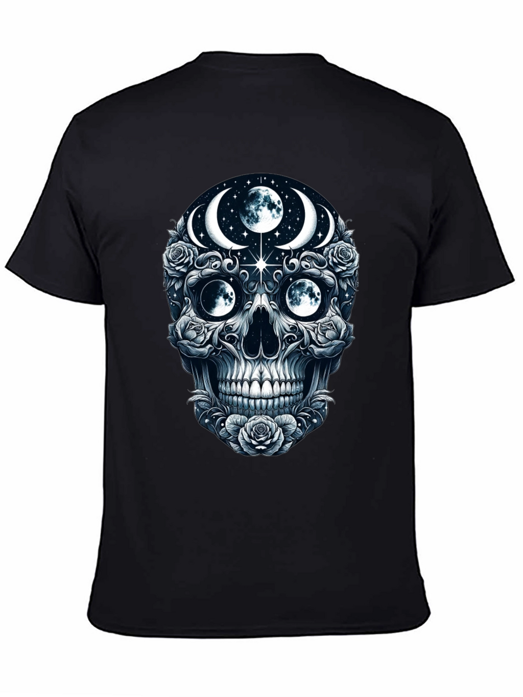 Mystic Moon Skull Graphic Tee - Dark Gothic Style