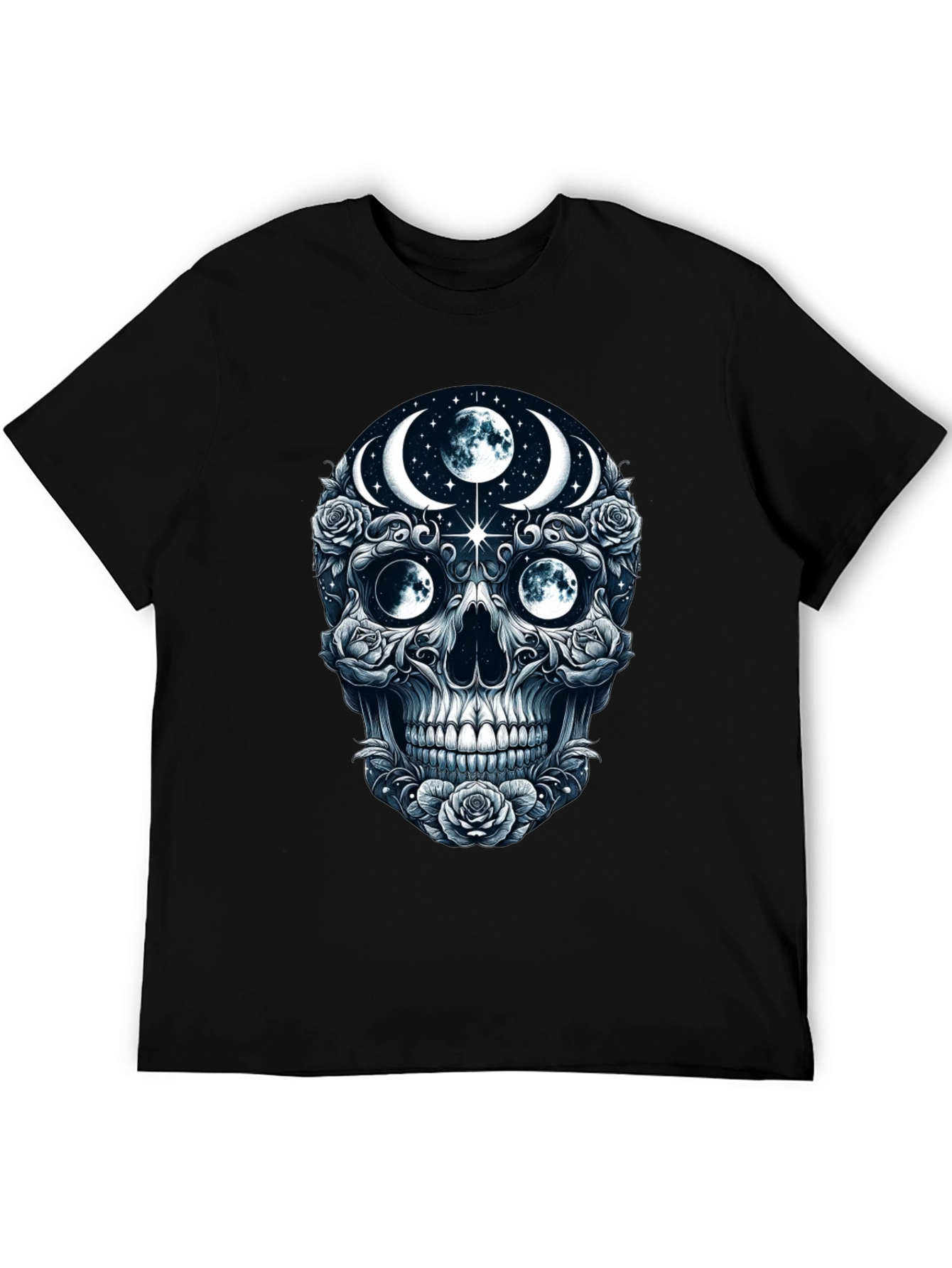Mystic Moon Skull Graphic Tee - Dark Gothic Style