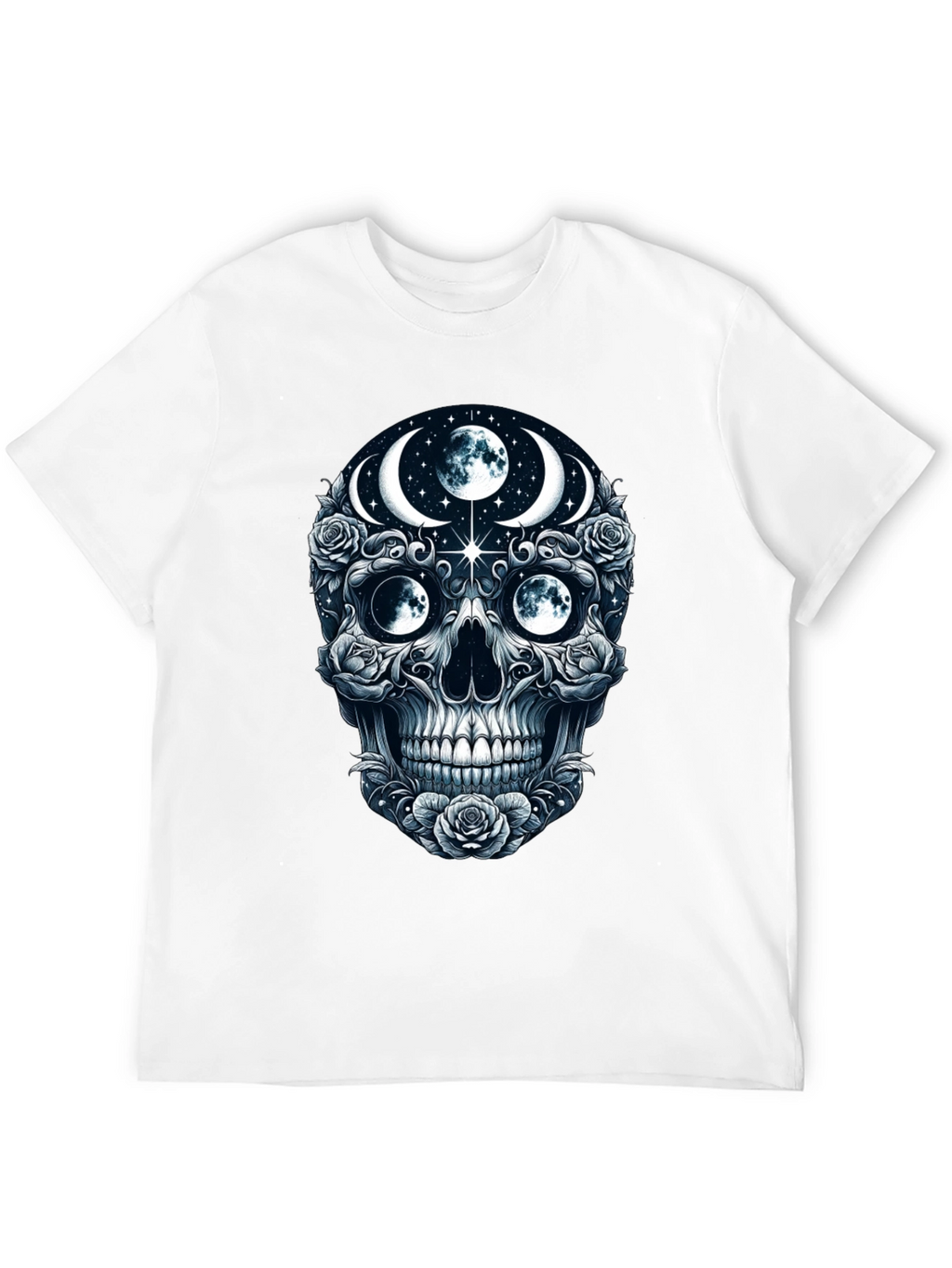 Mystic Moon Skull Graphic Tee - Dark Gothic Style