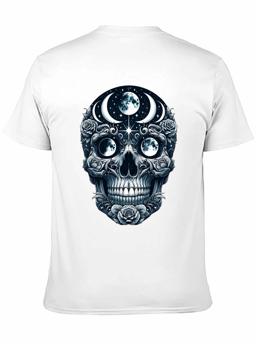 Mystic Moon Skull Graphic Tee - Dark Gothic Style