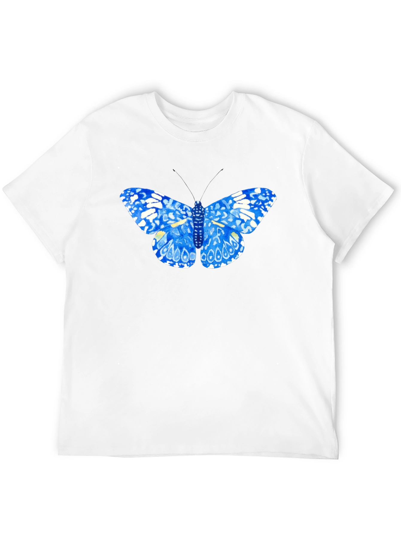 Blue Butterfly Graphic Tee - Stylish Black T-Shirt