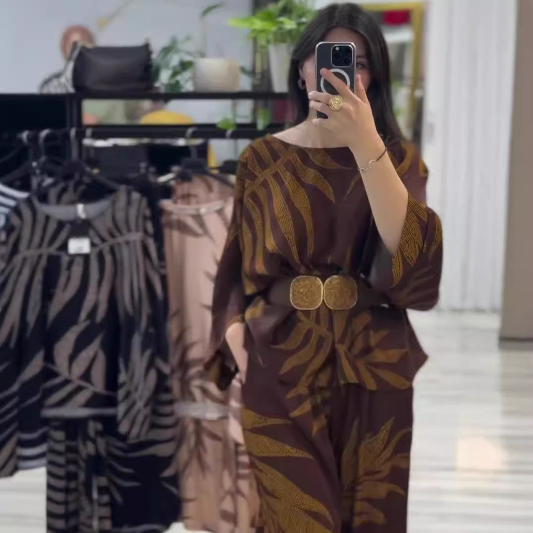 Commuting temperament top and pants two-piece set