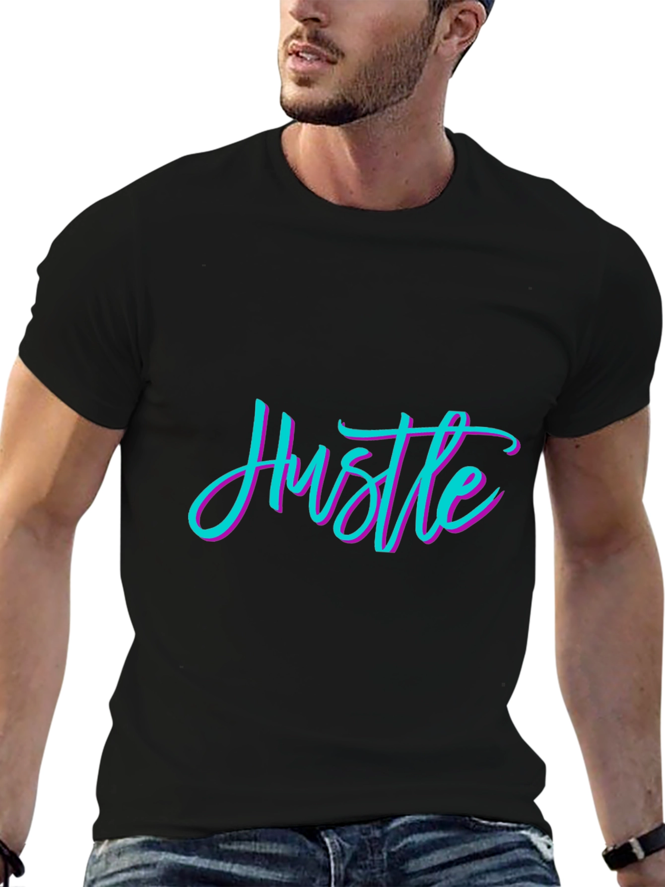 Hustle Graphic Black T-Shirt - Premium Comfort