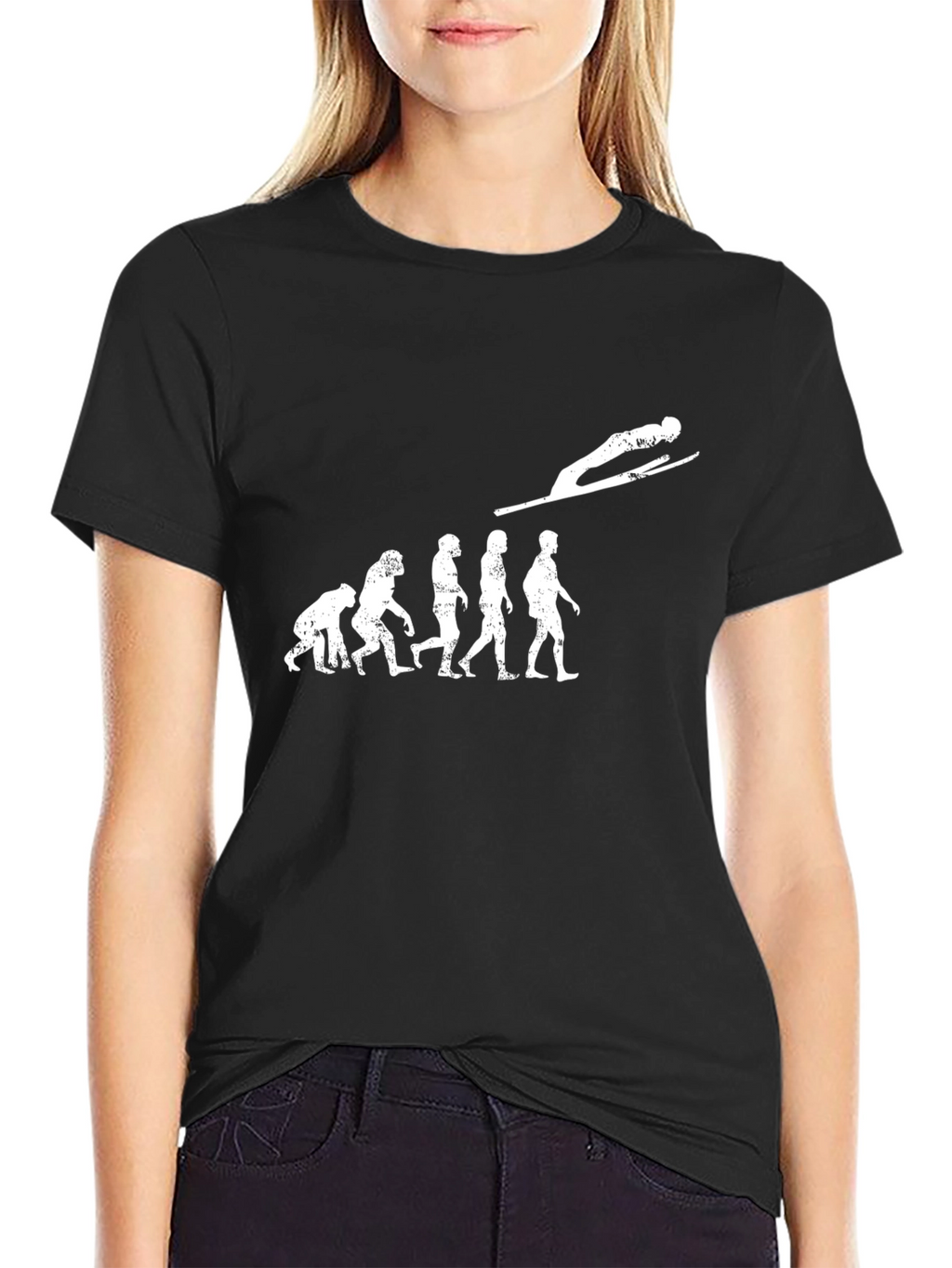 Evolution of Ski Jumping Black T-Shirt