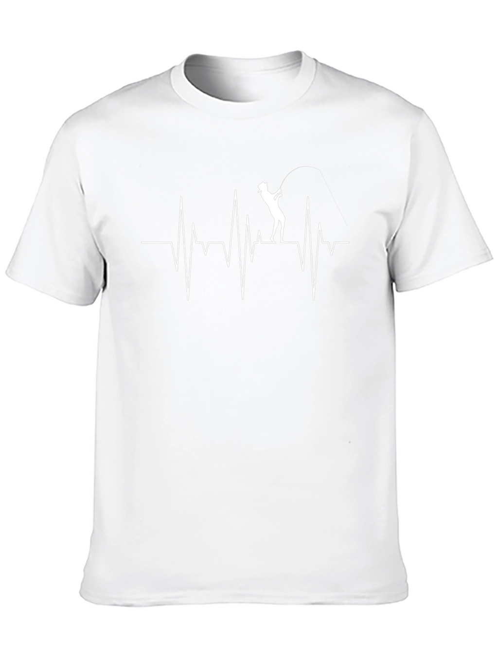Fishing Heartbeat Graphic T-Shirt - Black