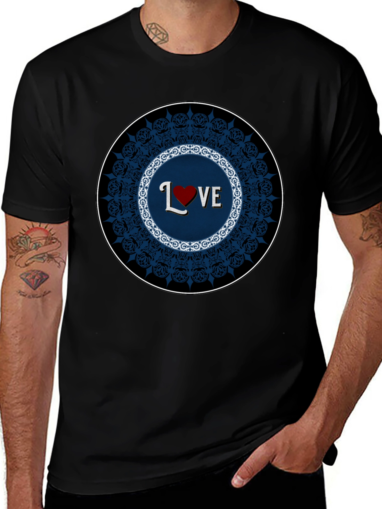 Love Mandala Black T-Shirt
