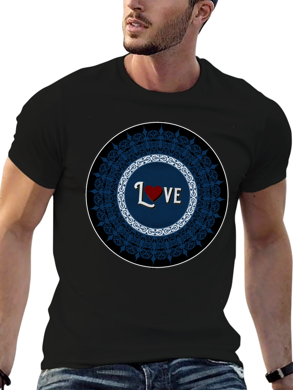 Love Mandala Black T-Shirt