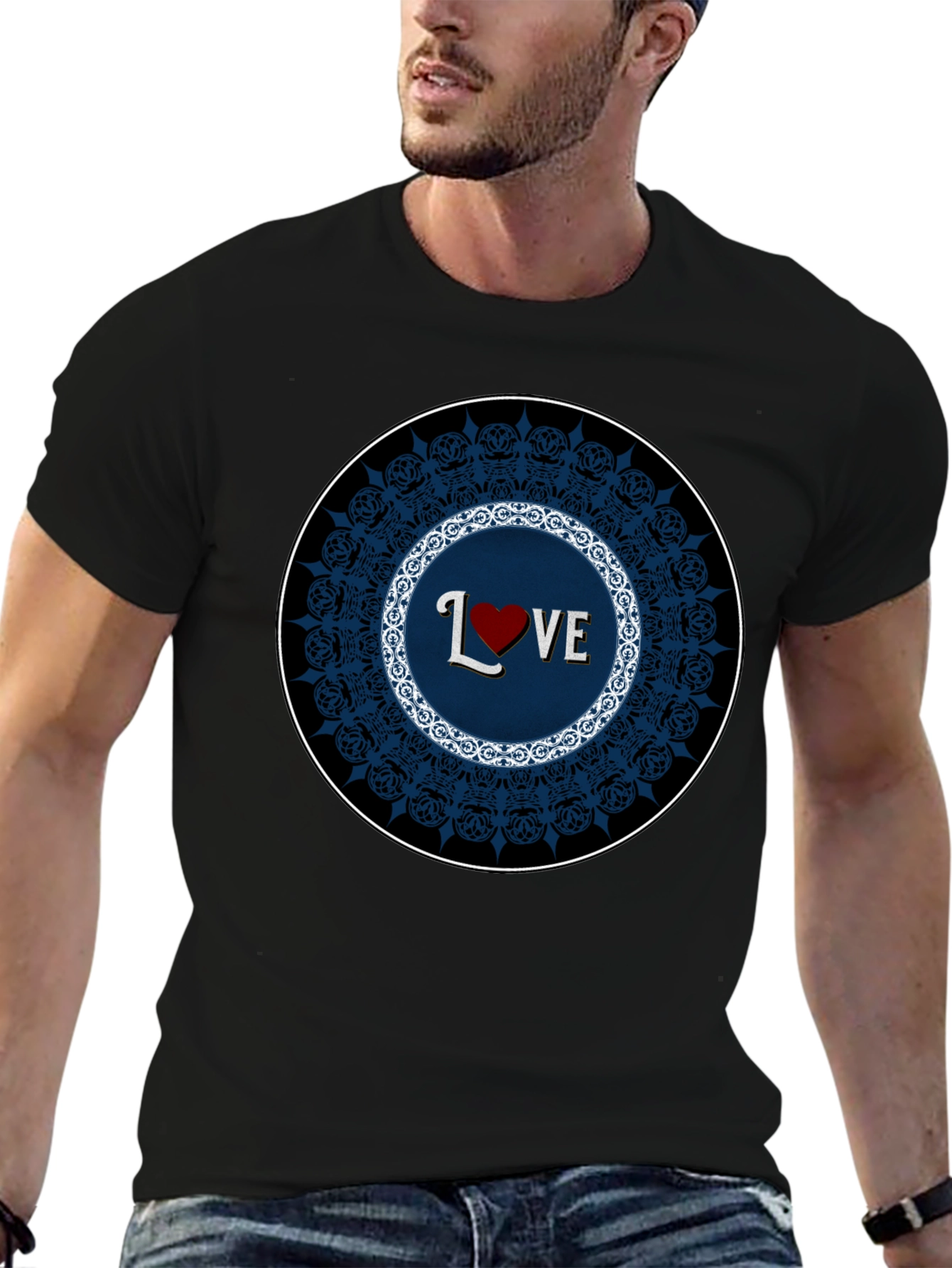 Love Mandala Black T-Shirt