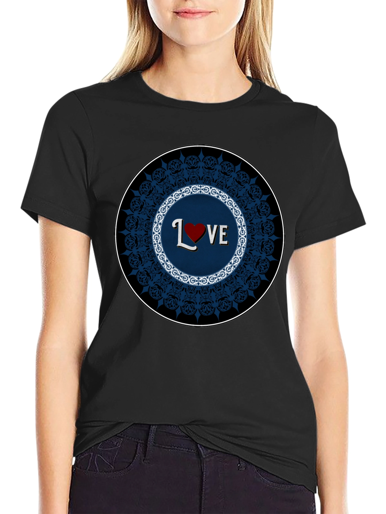 Love Mandala Black T-Shirt