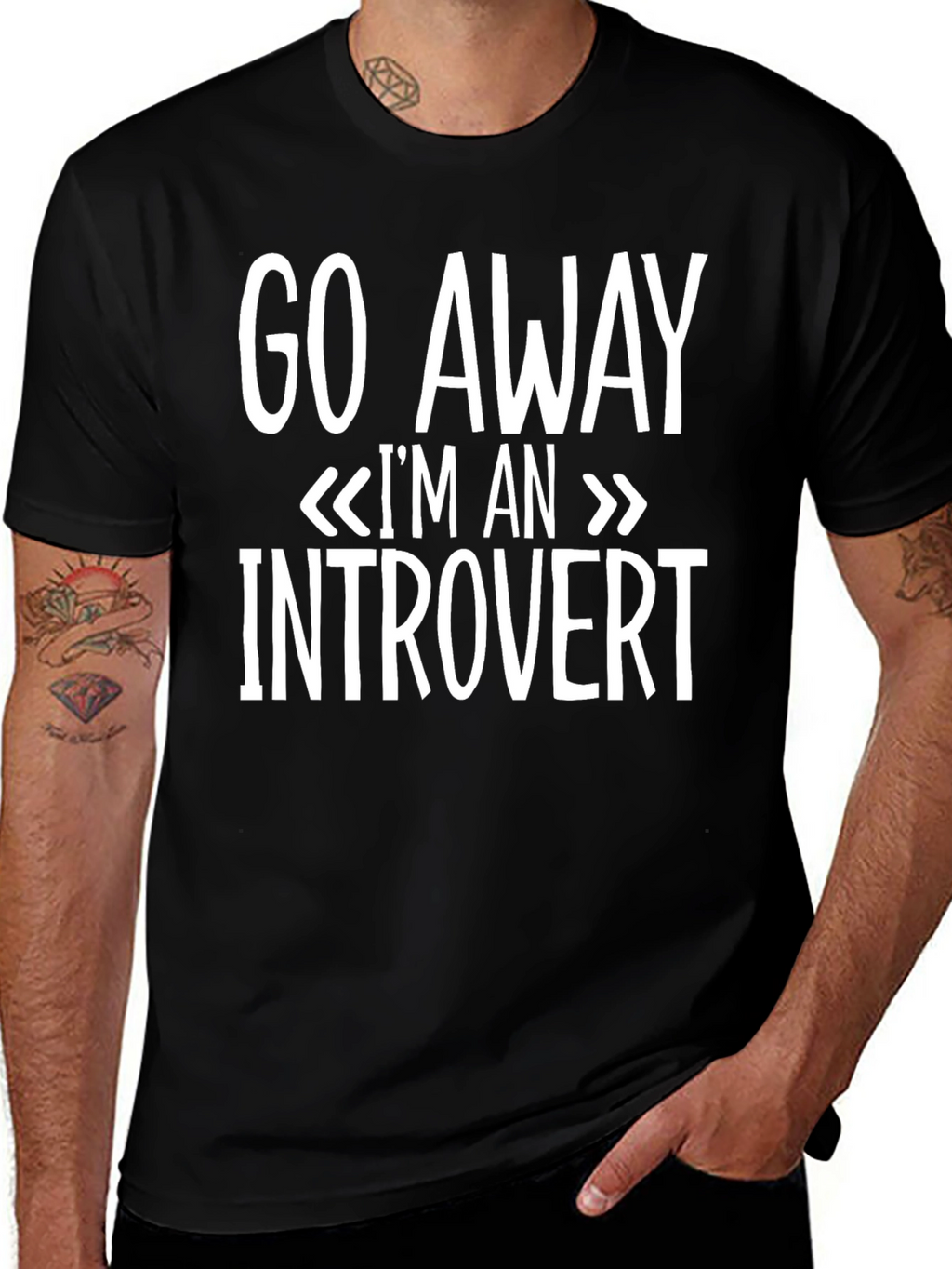 Introvert Graphic Tee - Black Cotton T-Shirt
