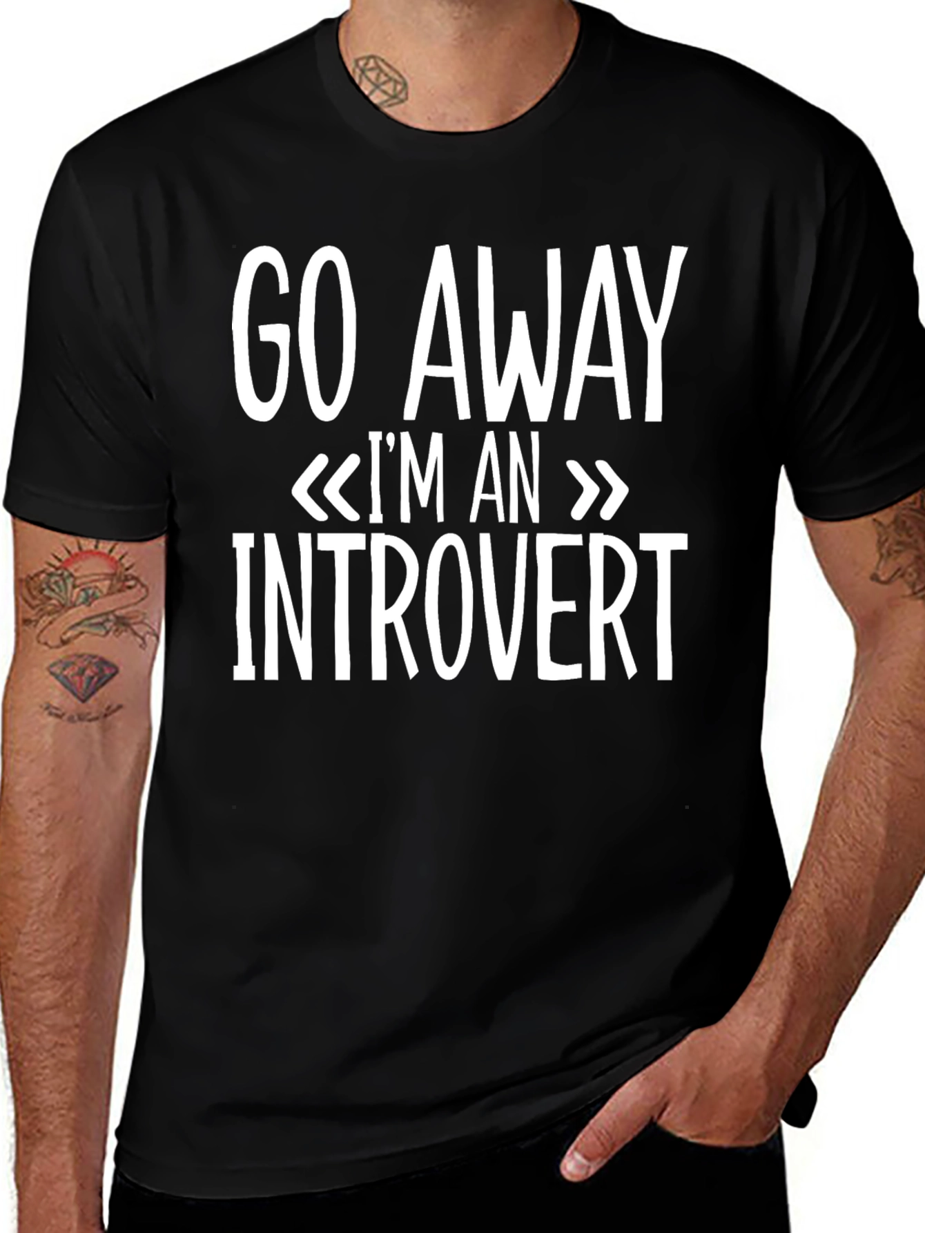 Introvert Graphic Tee - Black Cotton T-Shirt