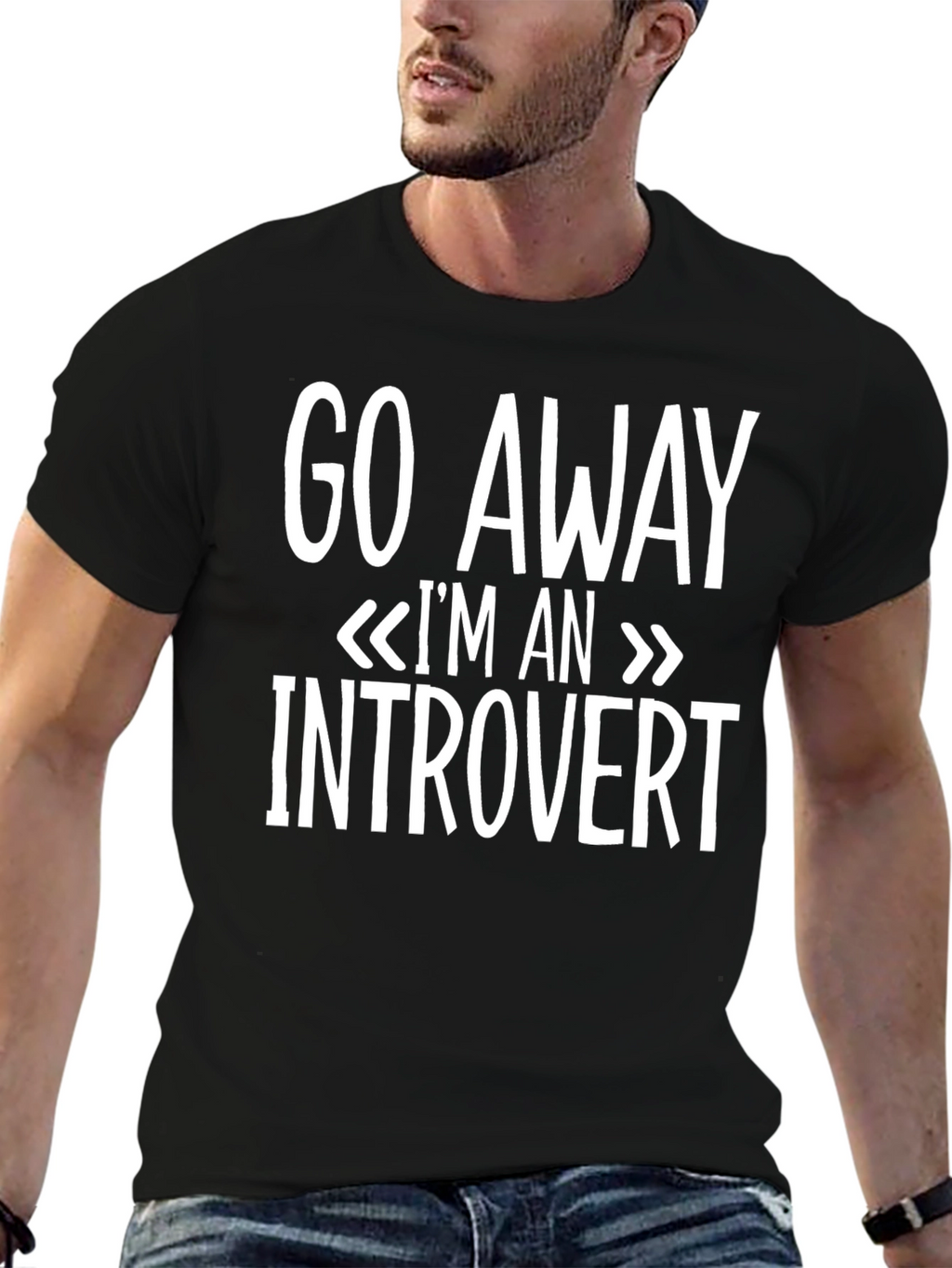 Introvert Graphic Tee - Black Cotton T-Shirt