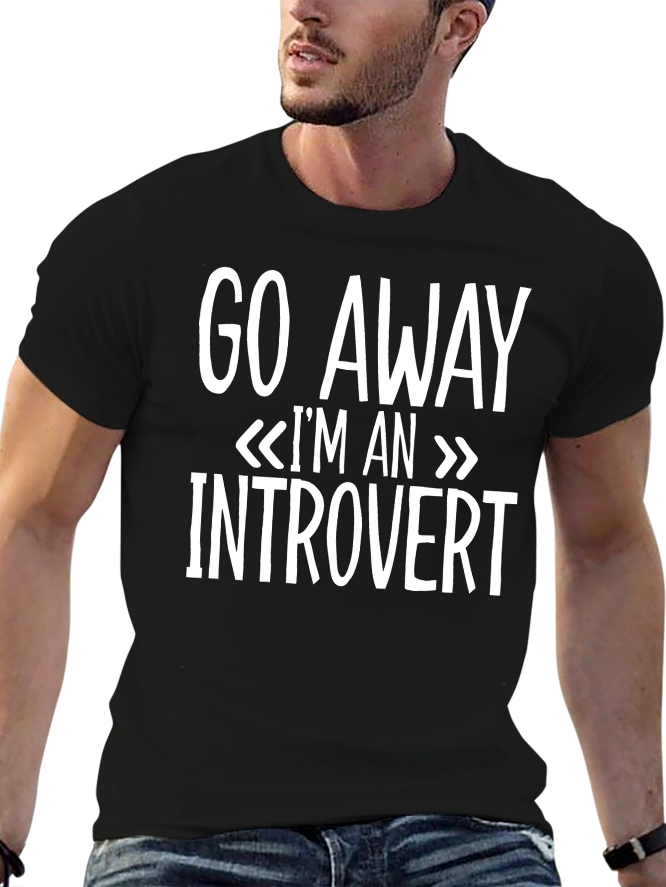 Introvert Graphic Tee - Black Cotton T-Shirt