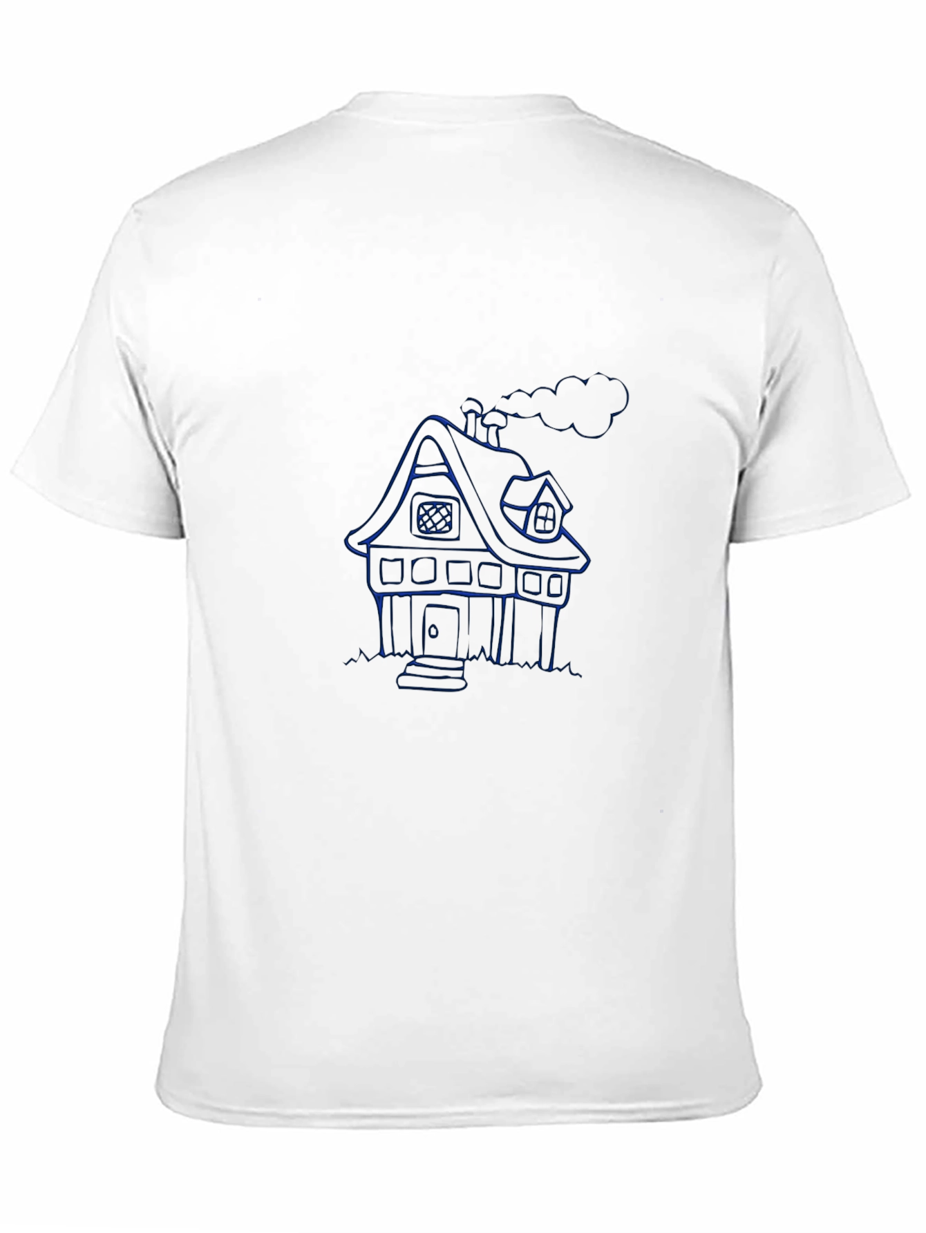 Blue House Graphic Black T-Shirt