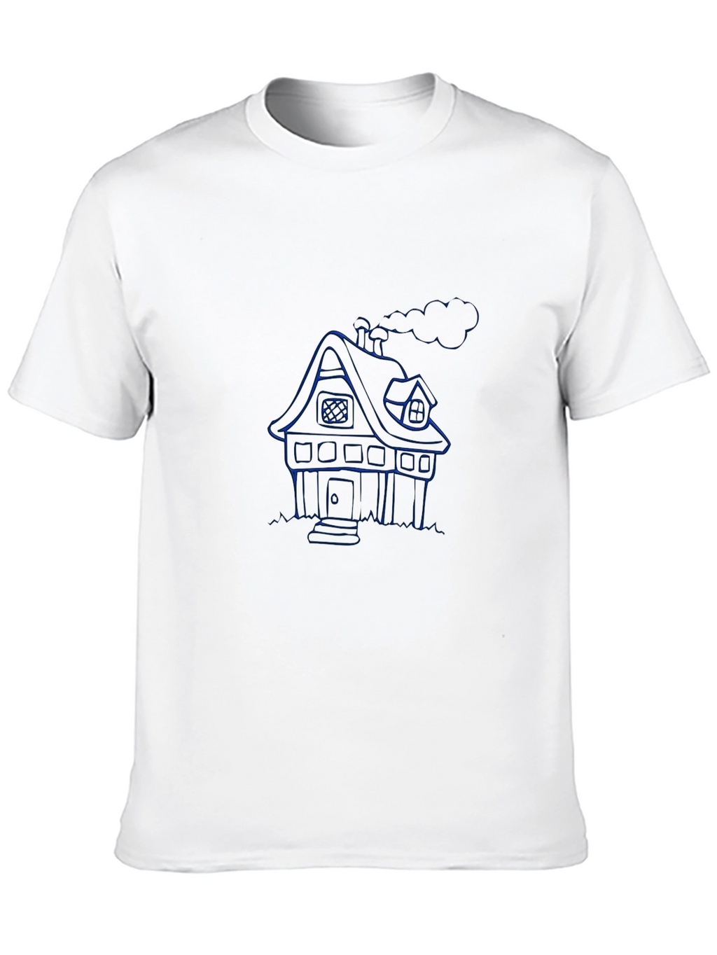 Blue House Graphic Black T-Shirt