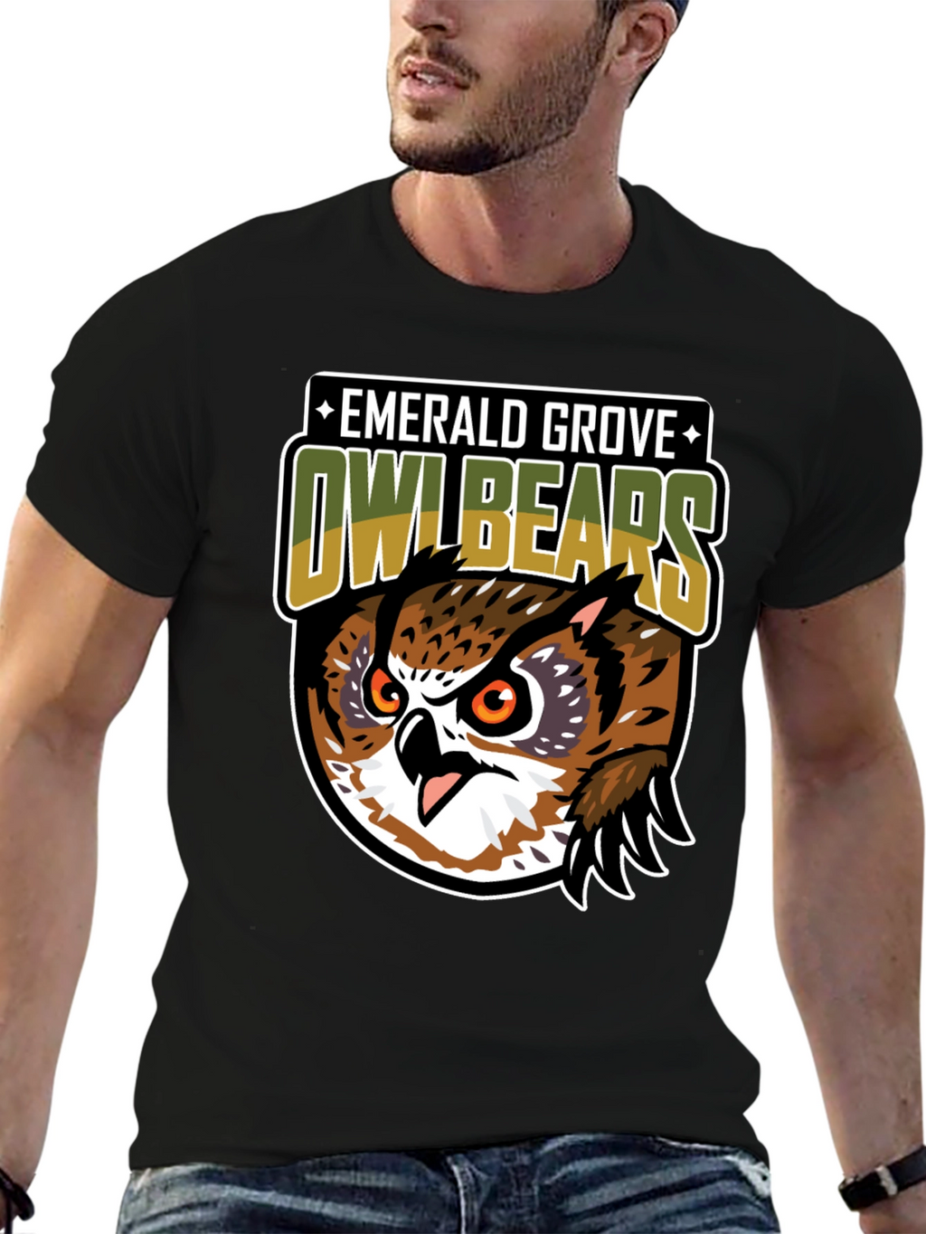 Emerald Grove Owl Bears Graphic Tee