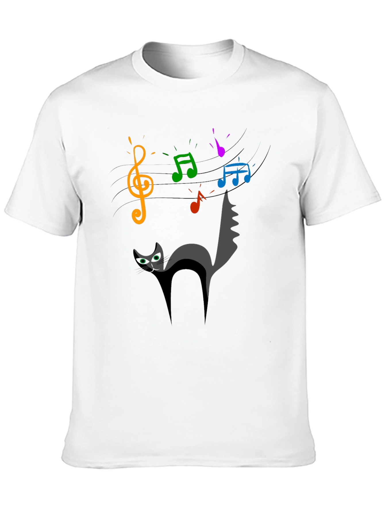 Cat Music T-Shirt - Quirky Black Tee for Cat Lovers