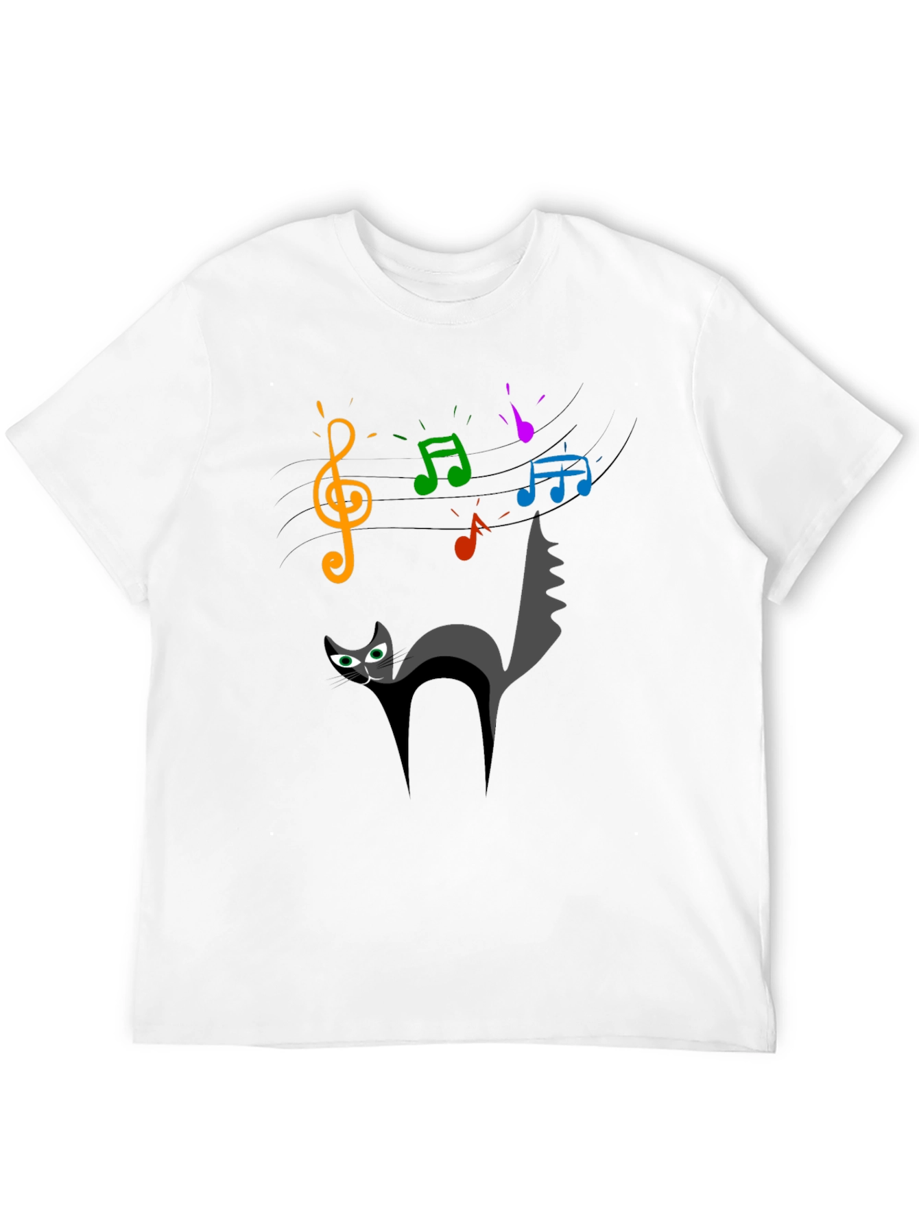 Cat Music T-Shirt - Quirky Black Tee for Cat Lovers