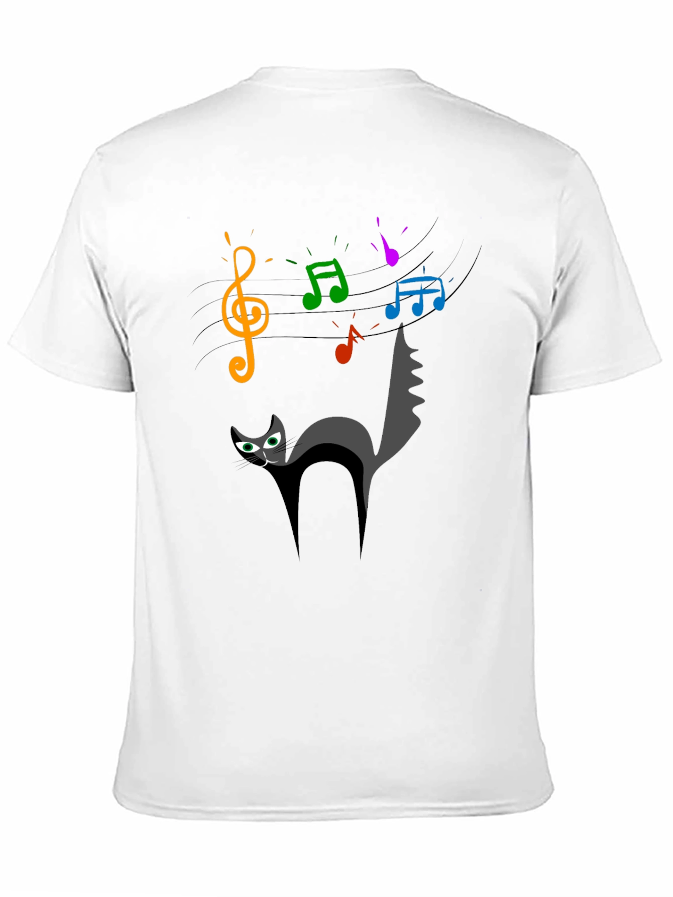 Cat Music T-Shirt - Quirky Black Tee for Cat Lovers