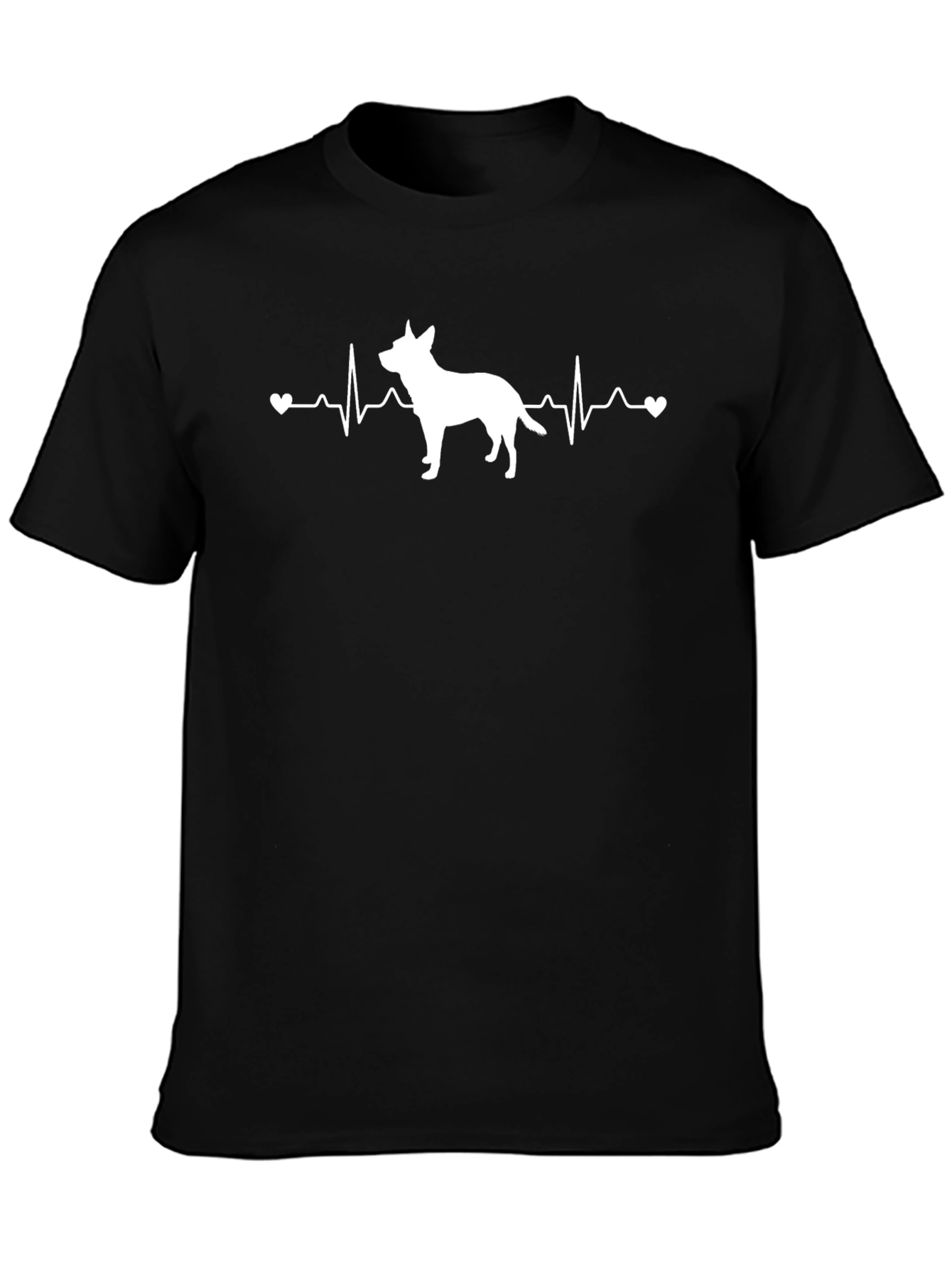 Dog Heartbeat T-Shirt -  Black Cotton Blend