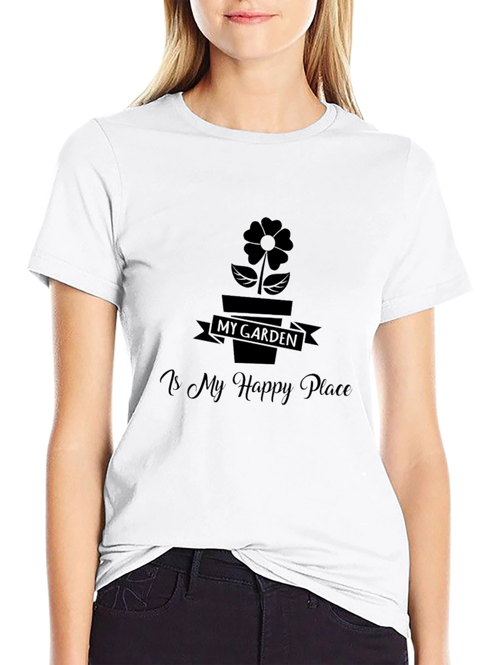 My Garden is My Happy Place Black T-Shirt
