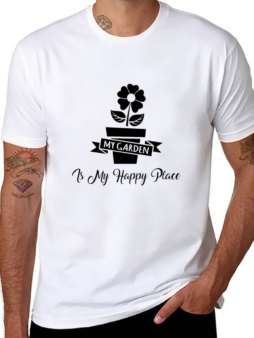 My Garden is My Happy Place Black T-Shirt