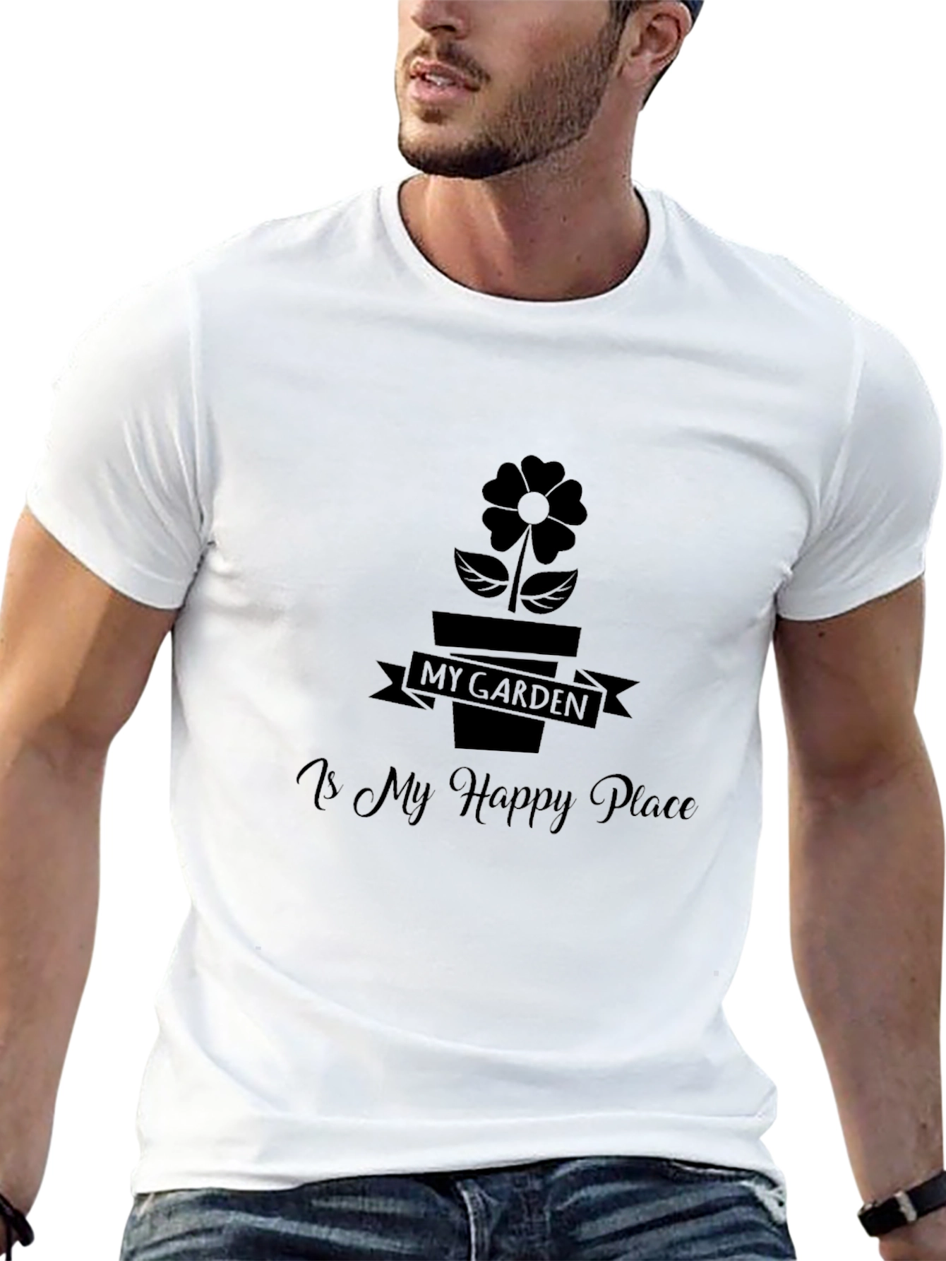 My Garden is My Happy Place Black T-Shirt