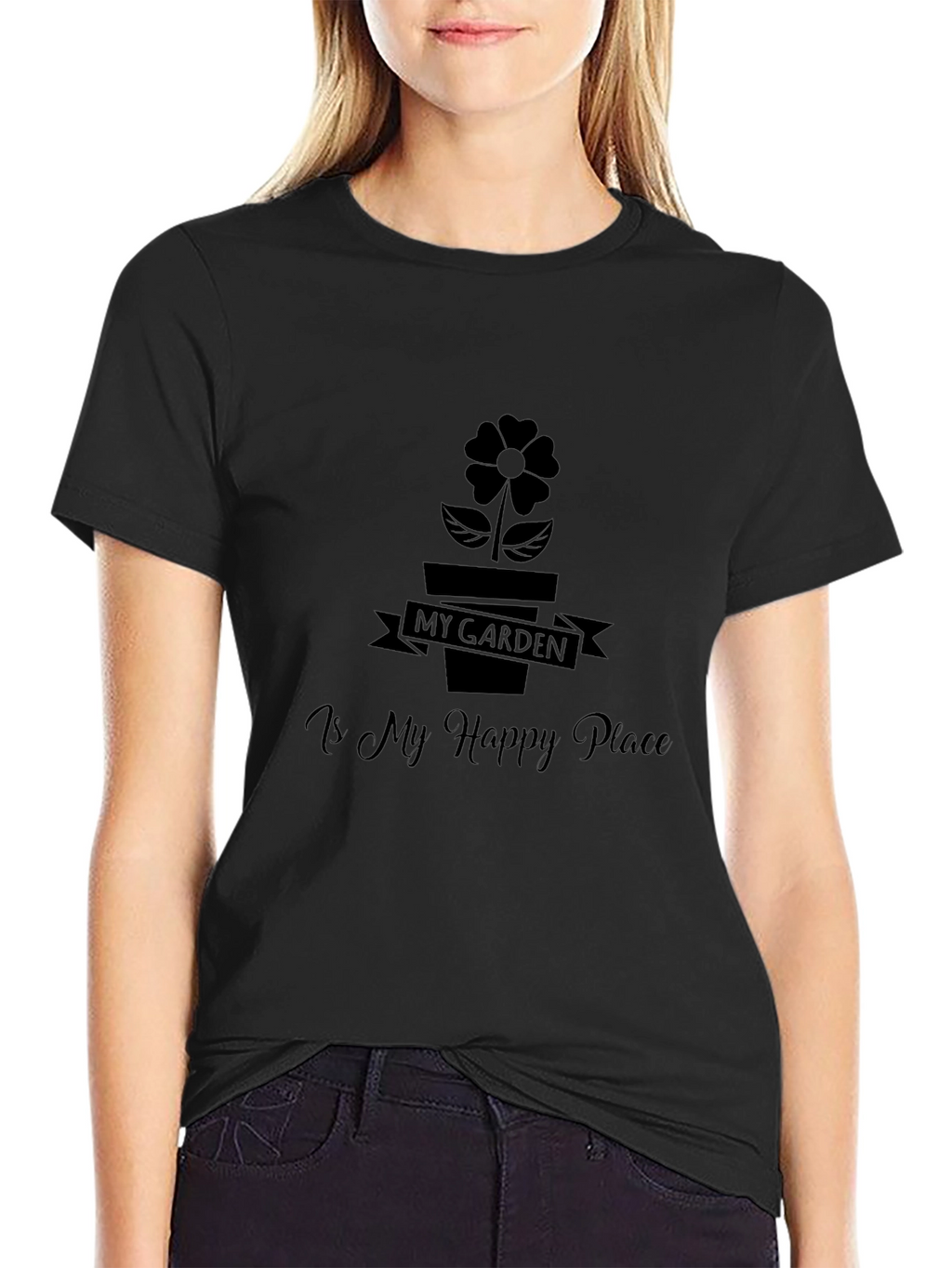My Garden is My Happy Place Black T-Shirt