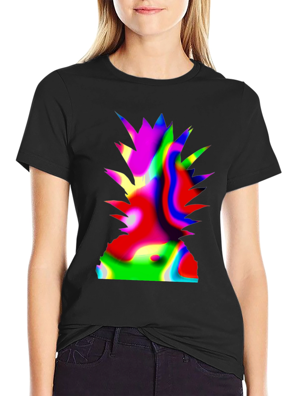 Psychedelic Pineapple Graphic Black T-Shirt