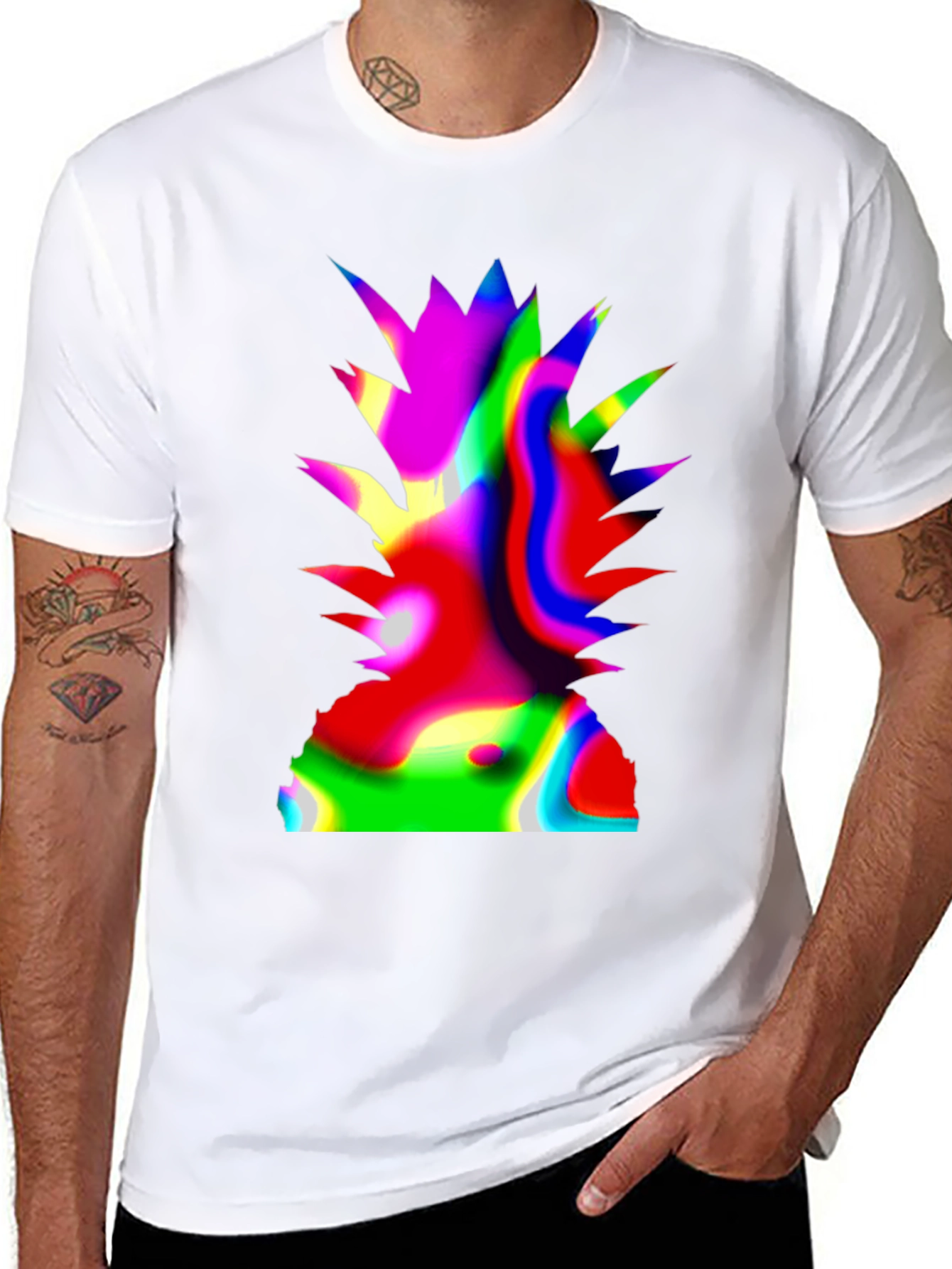Psychedelic Pineapple Graphic Black T-Shirt