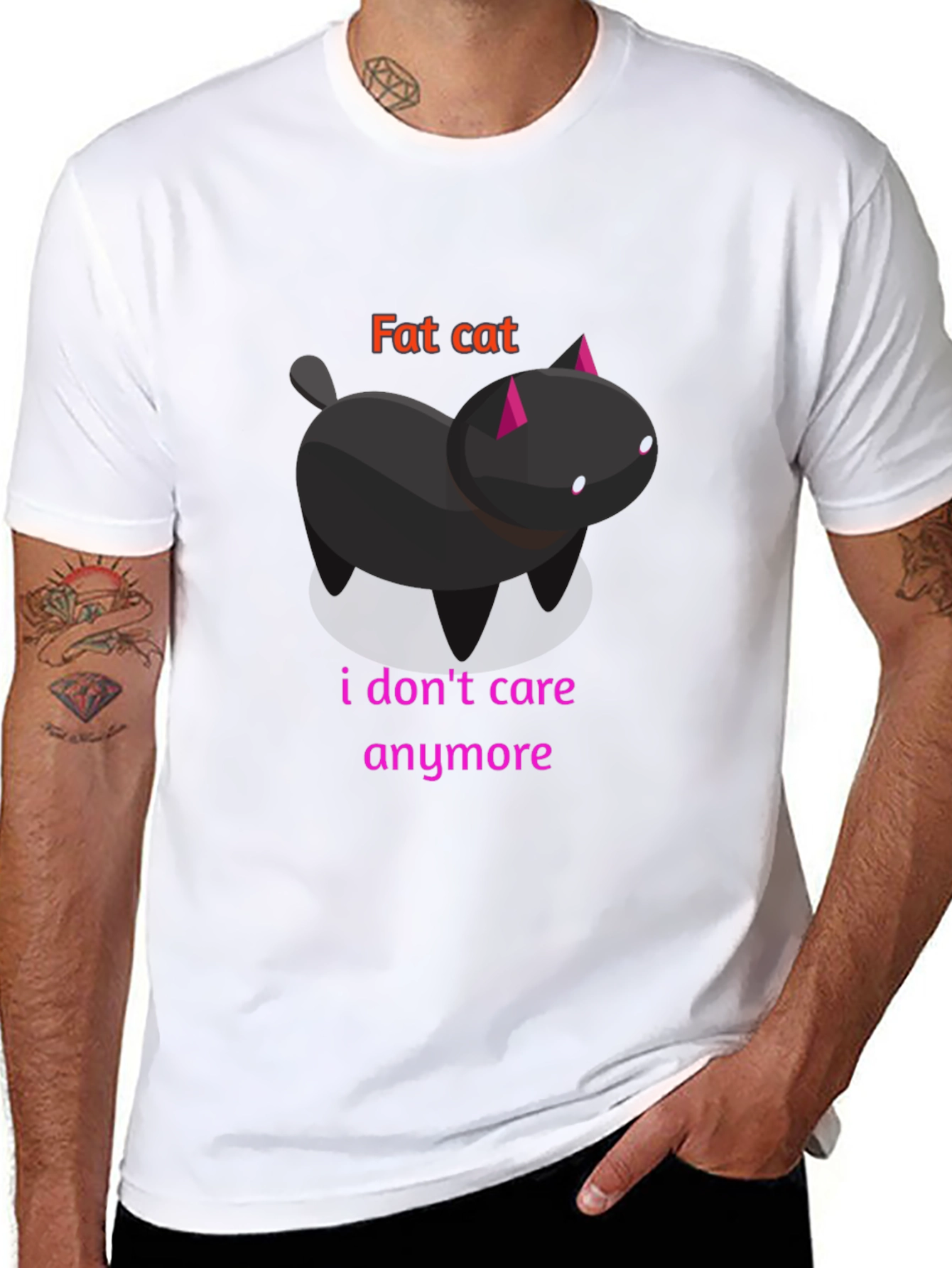 Fat Cat Graphic Tee - Unisex Black T-Shirt