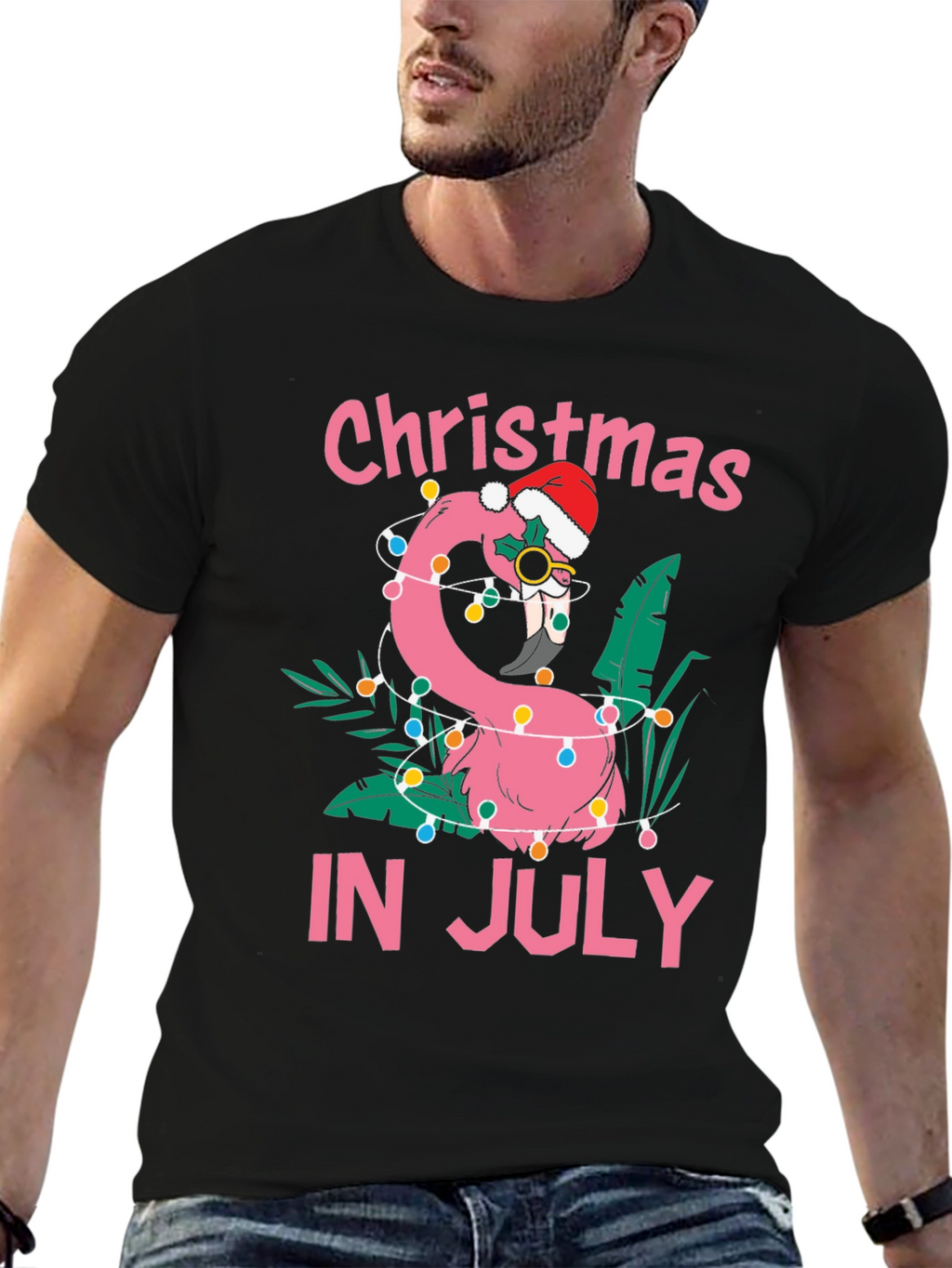 Christmas in July Flamingo T-Shirt