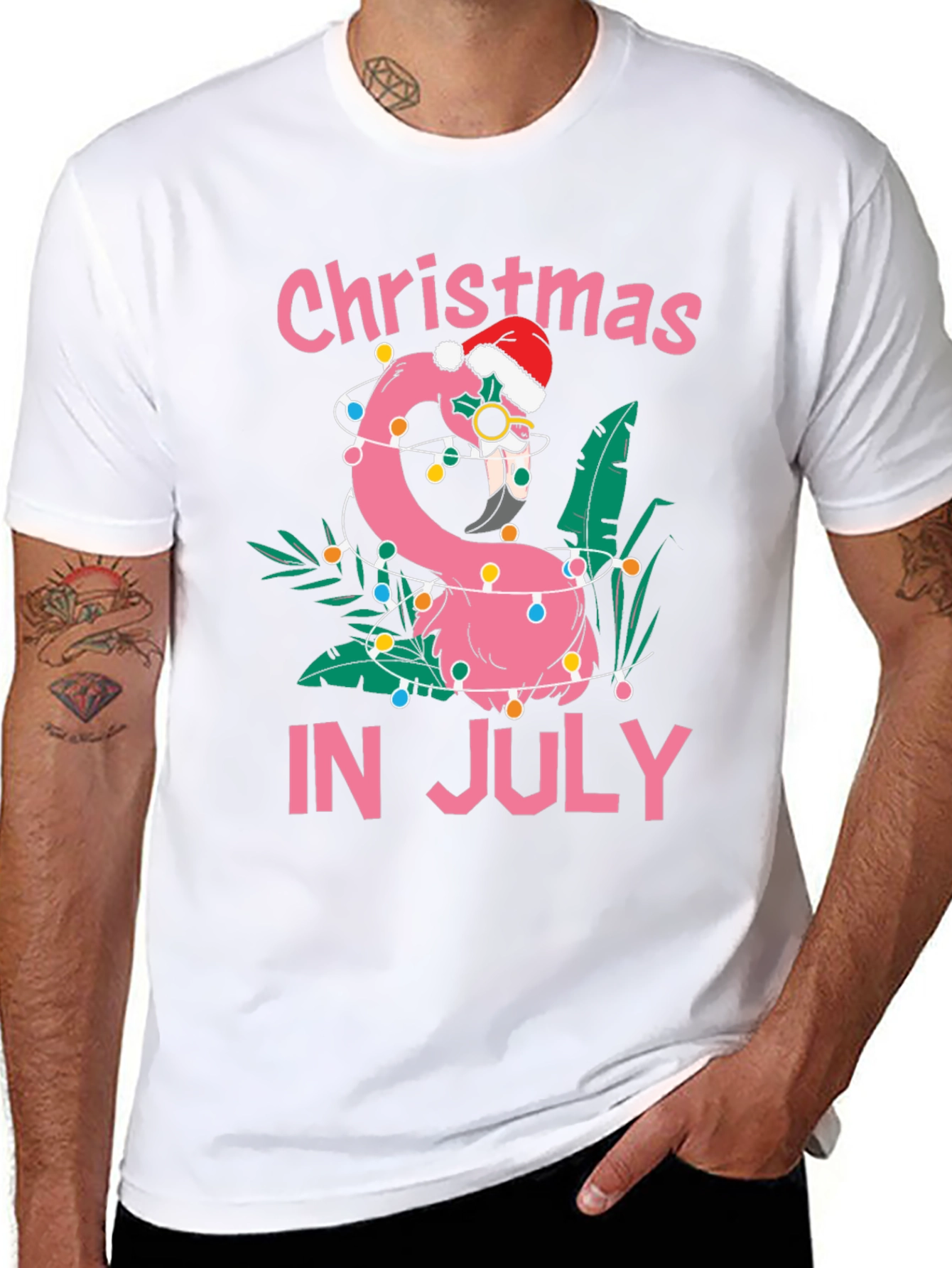 Christmas in July Flamingo T-Shirt
