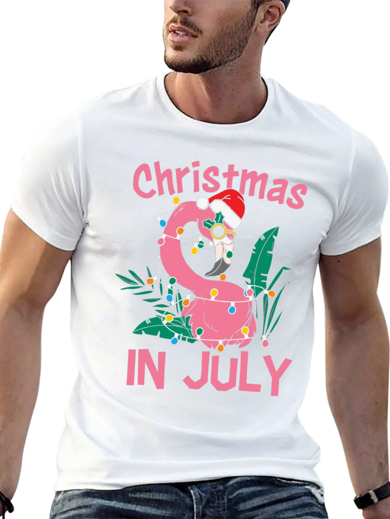 Christmas in July Flamingo T-Shirt