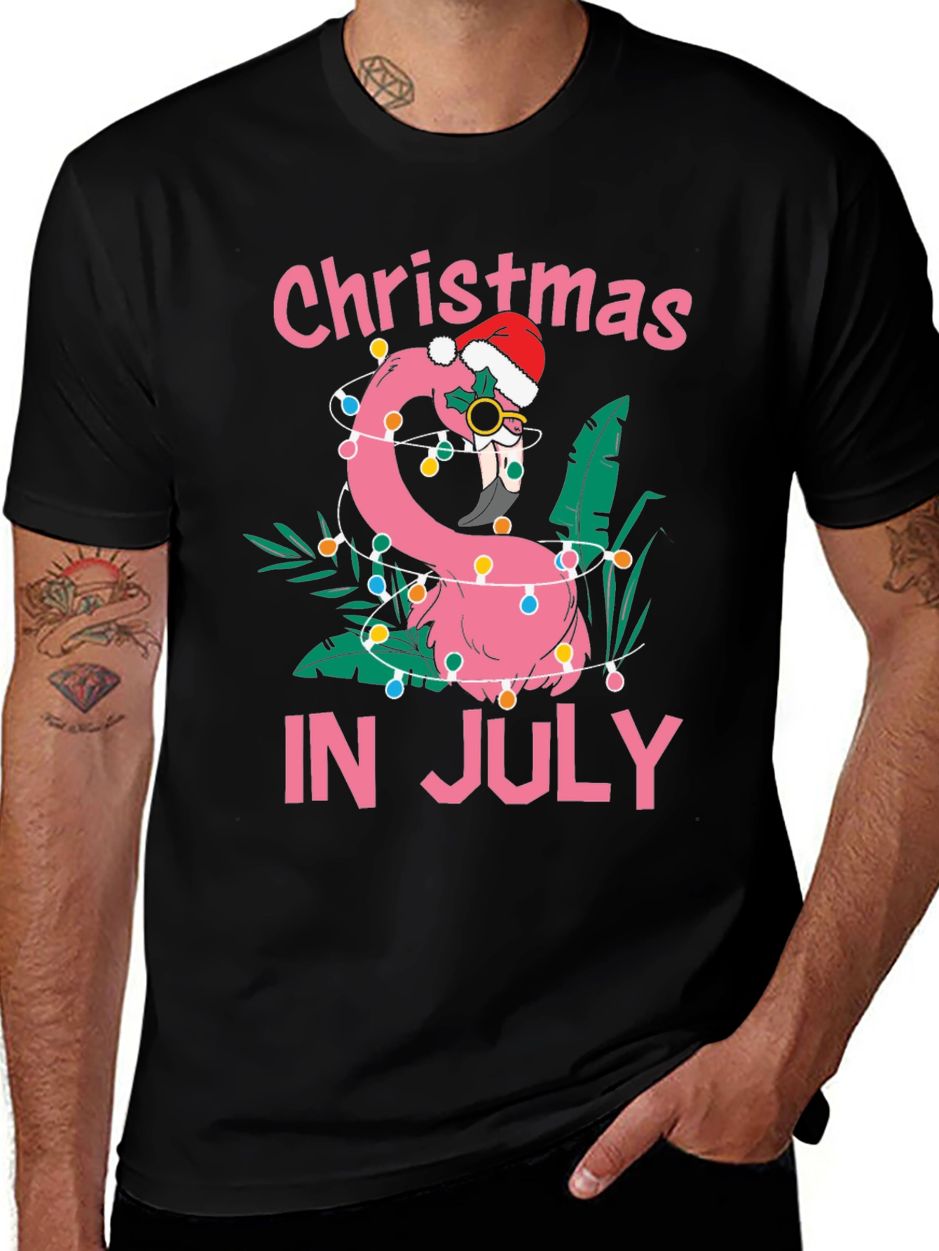 Christmas in July Flamingo T-Shirt